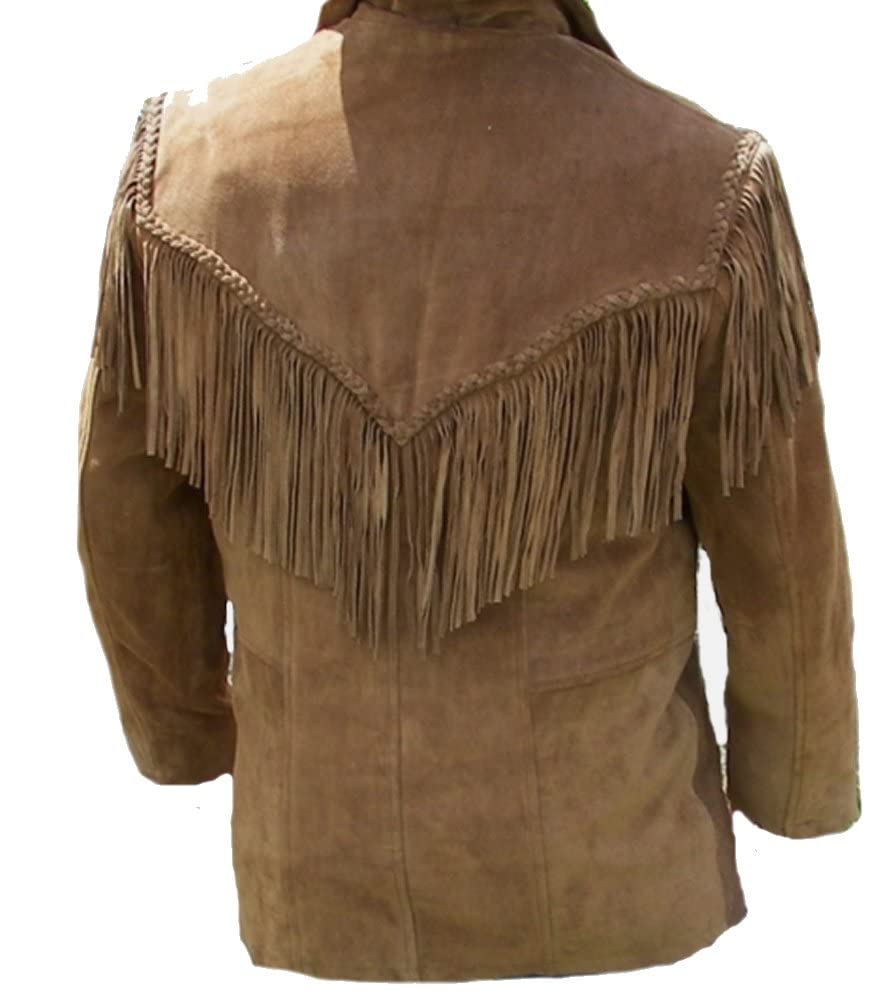 Authentic Native American Suede Leather Jacket with Fringe - Western Cowboy Style Jacket for Men & Women | Perfect for Rodeo, Halloween Costume & Western Fashion