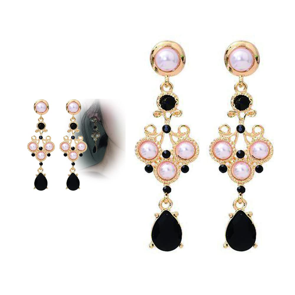 Elegant Black Pearl Dangle Stud Earrings for Women & Girls | Perfect for Party, Engagement, Wedding, Prom & Date Night | Summer Jewelry Gift