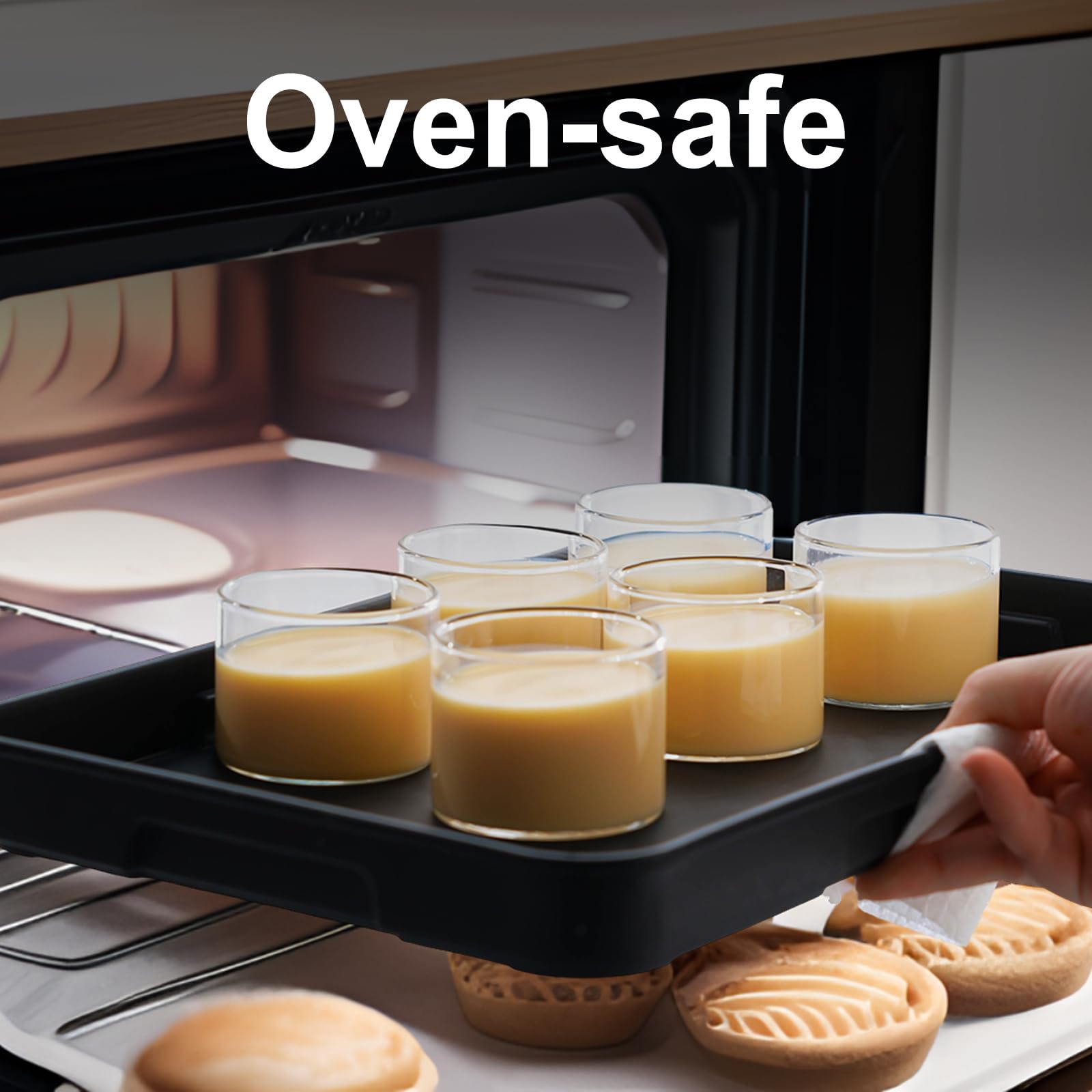 6-Piece Oven-Safe Ramekins Set - 4oz Clear Glass Bowls for Creme Brulee, Dipping Sauces, Salad Dressings & Desserts - Perfect for Baking, Serving & Entertaining