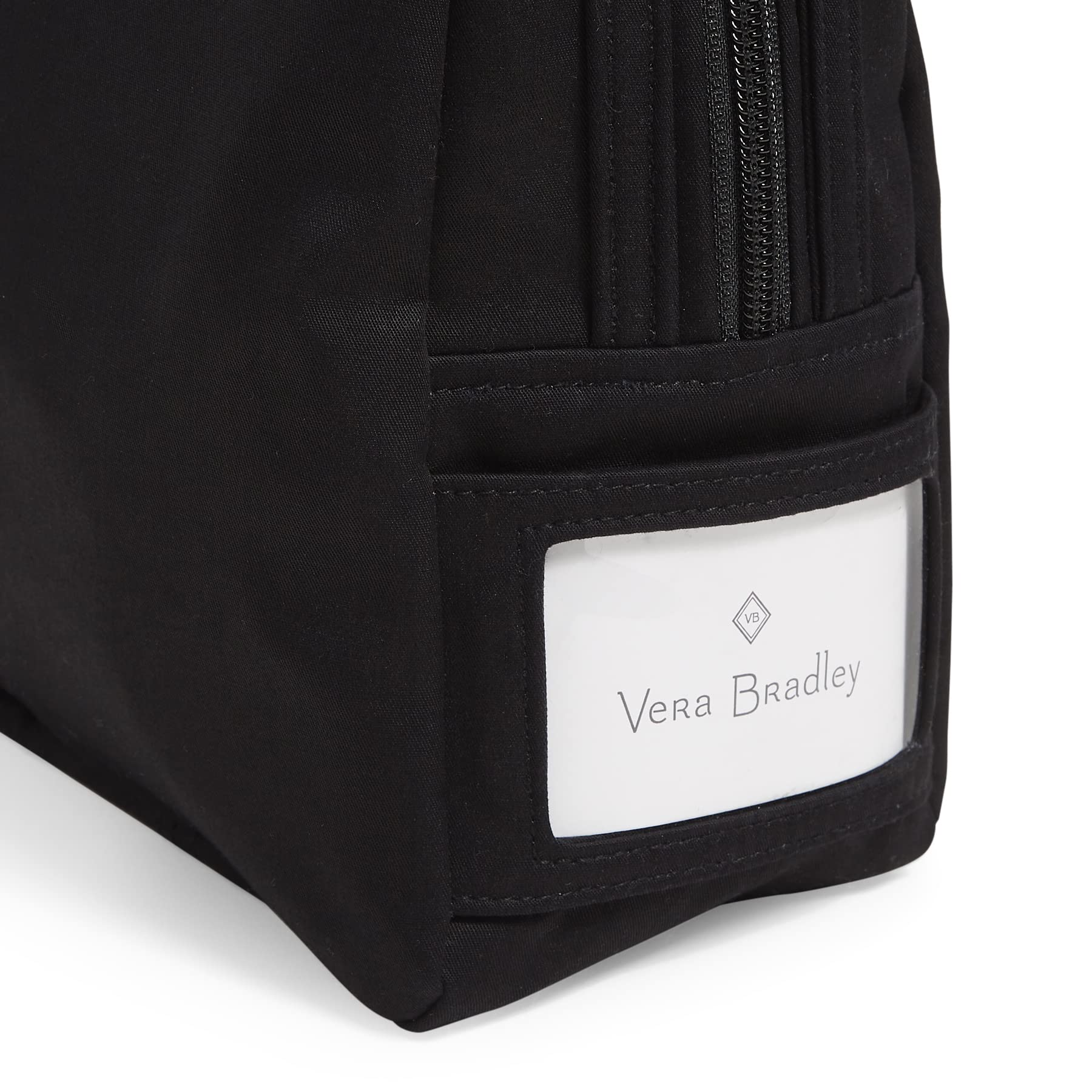 Vera Bradley Women's Reusable Cotton Lunch Bag - Eco-Friendly Recycled Material, Insulated Lunch Tote for Work, School & Picnics | True Black, One Size