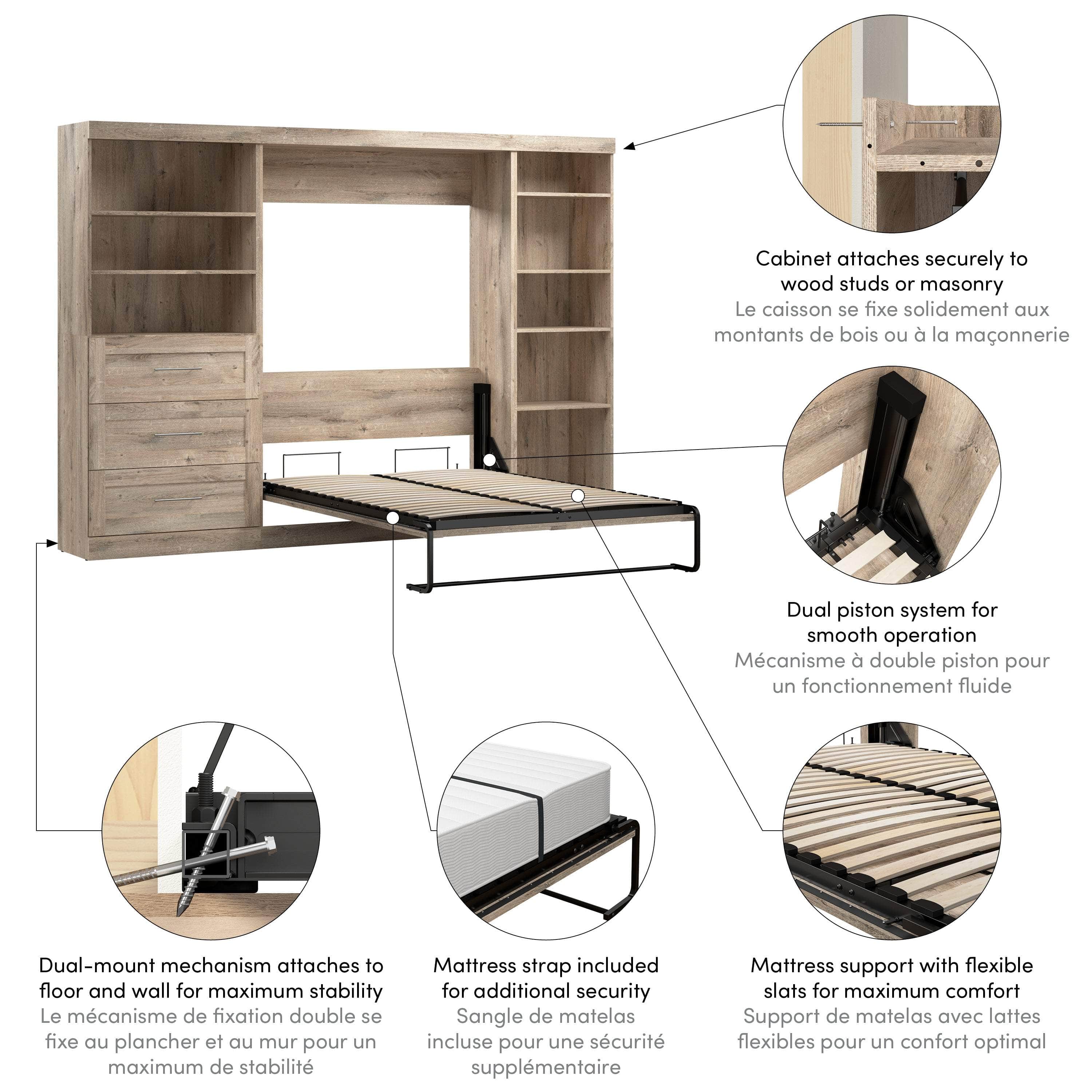 Pur Full Murphy Wall Bed with Storage - 120