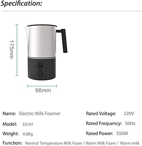Electric Automatic Milk Frother & Hot Chocolate Maker - Stainless Steel, Dishwasher Safe, Cordless with Detachable Jug - 3 Hot & Cold Modes for Lattes, Cappuccinos & Hot Cocoa at Home or Office