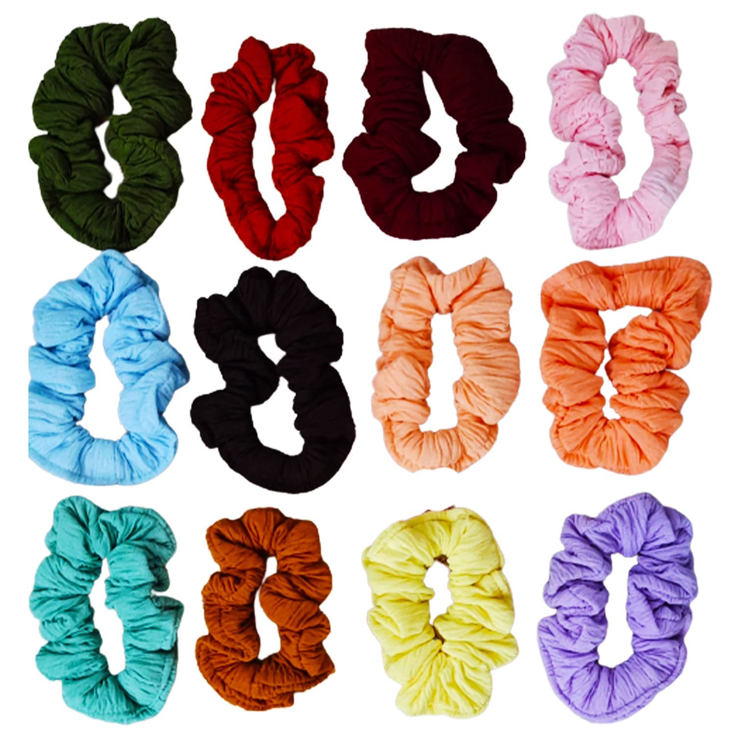 12-Pack Vibrant Cotton Scrunchies for Women - Perfect Gift for Sister, Friend, Mom | Multi-Color Hair Accessories for Everyday, Workout, and Party Styles