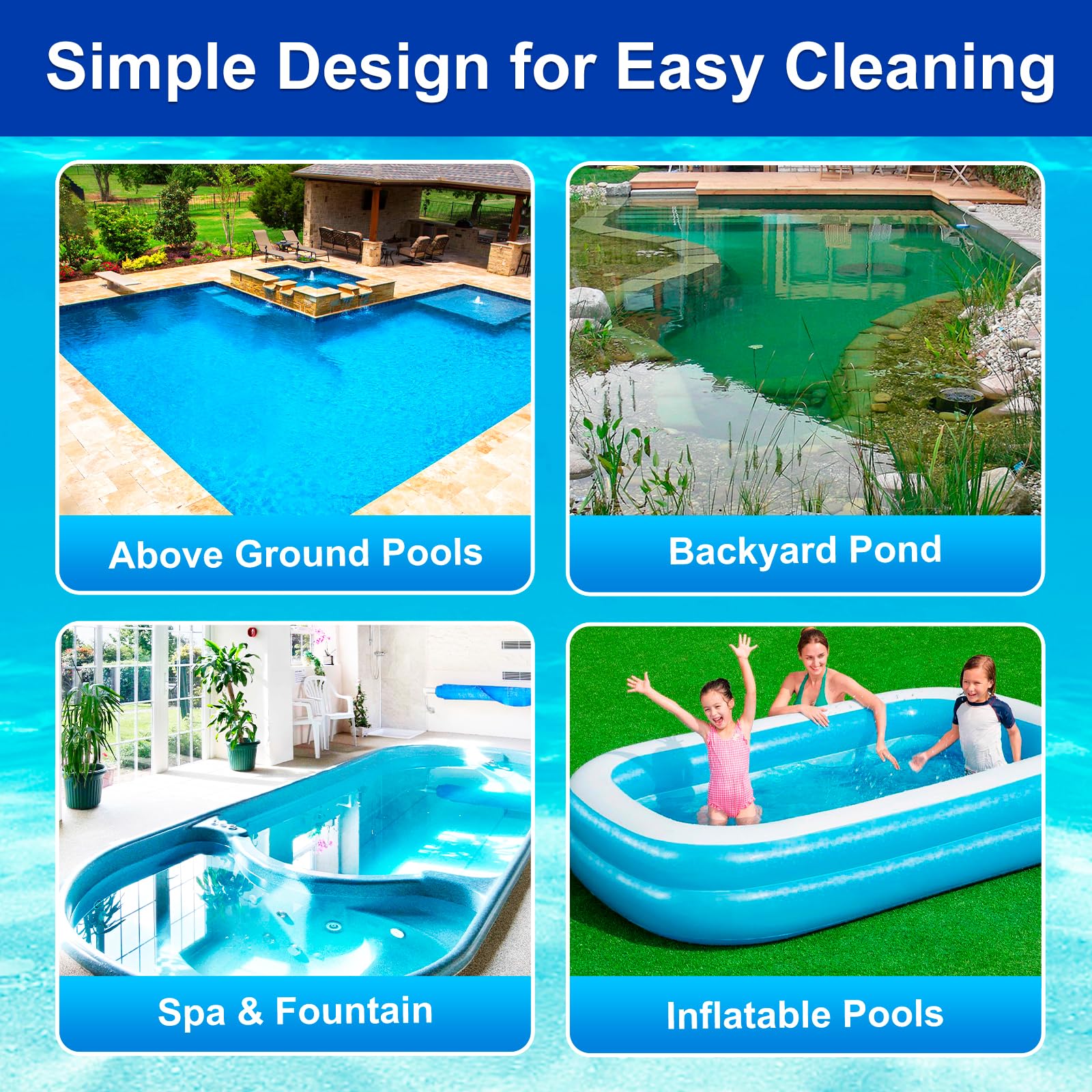 2025 Upgraded Handheld Pool Vacuum for Above Ground Pools - Portable Swimming Pool Jet Vacuum Cleaner Kit with Brush & 5-Section 70