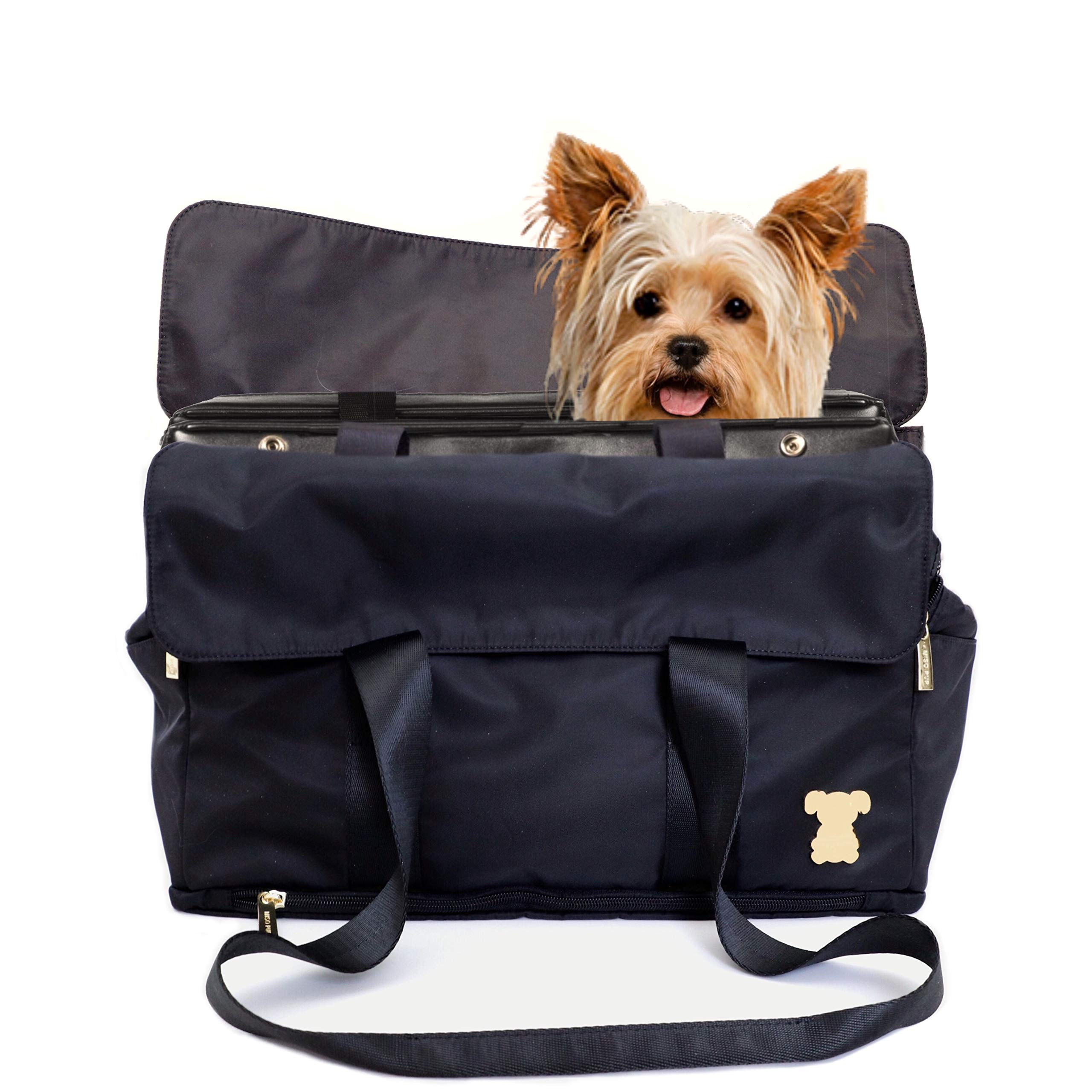 Airline Approved Interchangeable Flap Tote Pet Carrier for Small Dogs - Travel Friendly with Large Document Pockets (Base & Shell Tote Combo) | Perfect for Air Travel, Daily Commutes & Vet Visits