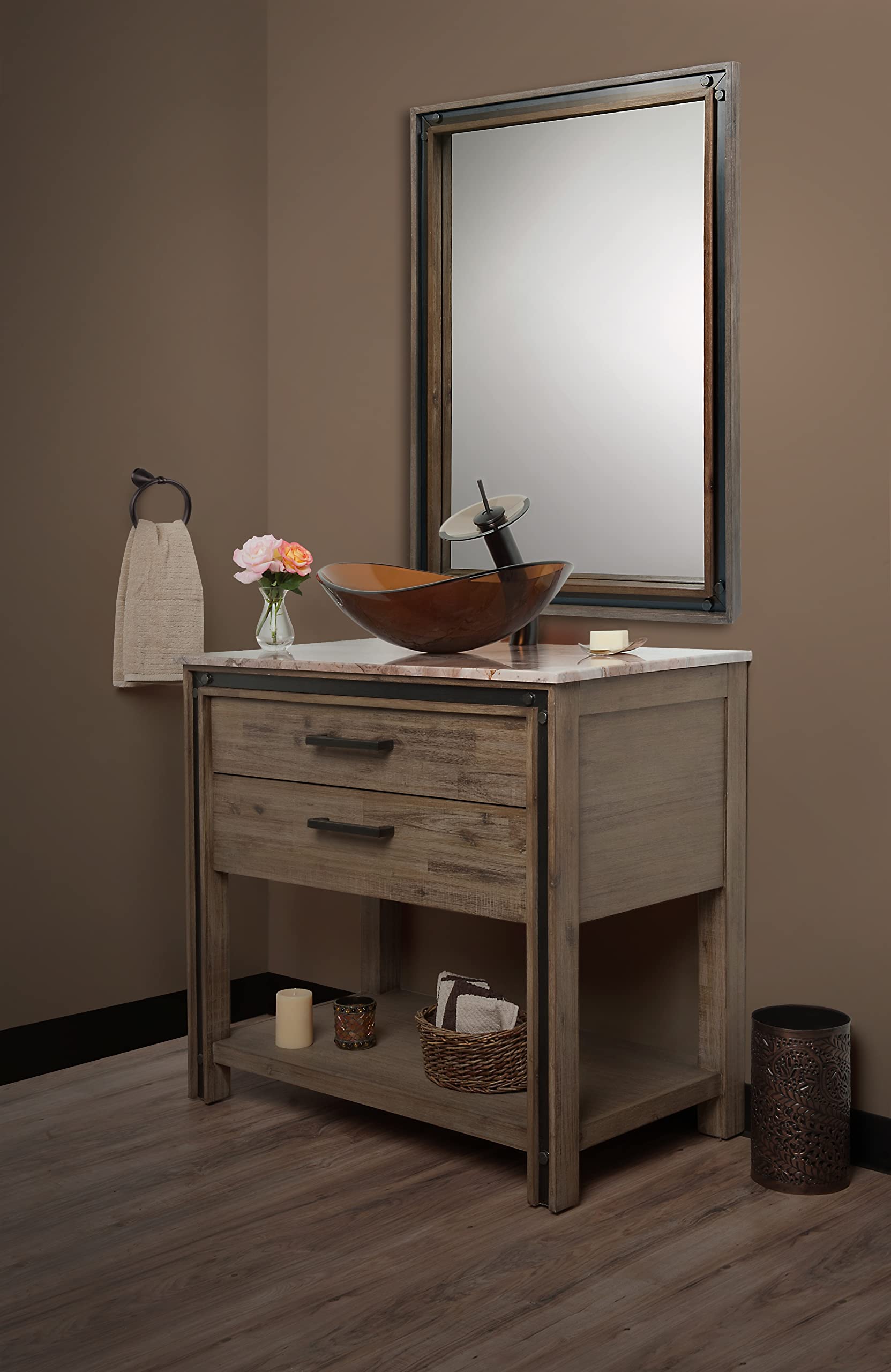 Novatto TIS-324T BABBUCCIA Modern Glass Vessel Bathroom Sink - Premium Tempered Glass Vanity Sink for Contemporary Bathroom Decor, Perfect for Home, Hotel, and Spa Renovations