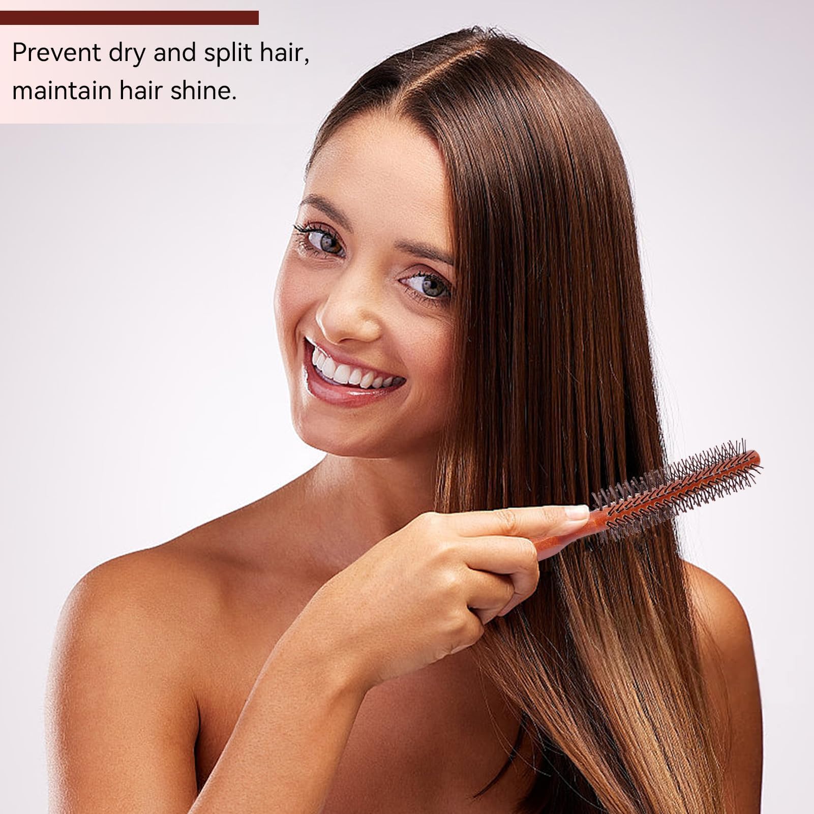 Agatige Small Round Hair Brush - Anti Static Wooden Curling Comb for Blow Drying & Styling | Vented Barrel Design for Smooth Curls & Volume | Perfect for Salon Professionals & Home Use (Unisex Hair Styling Tool)