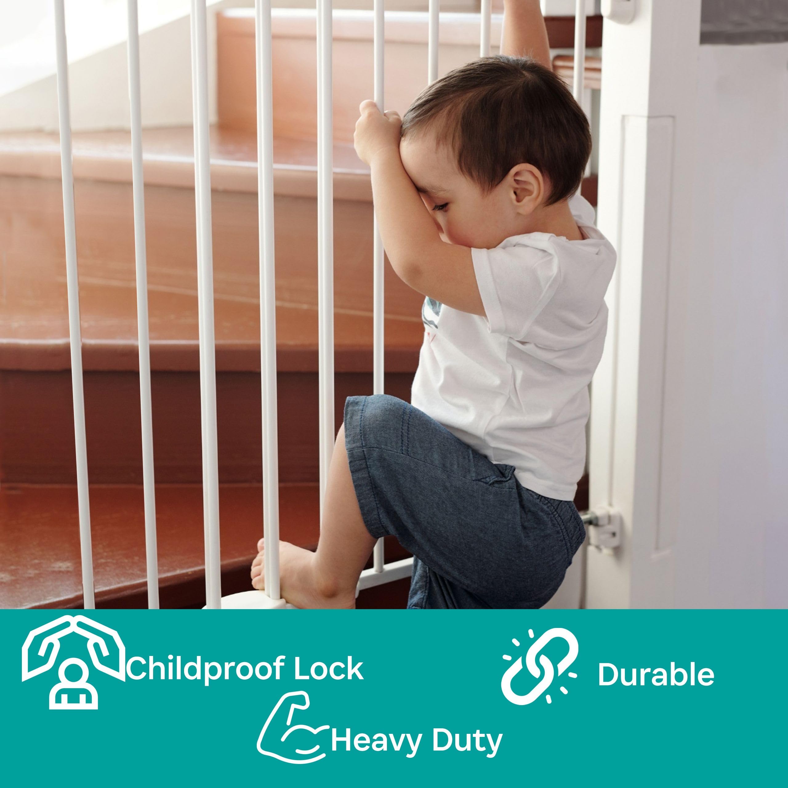 KidCO Tall and Wide Auto Close Safety Gate for Babies and Pets - White | Perfect for Stairs, Doorways & Hallways (Childproof Home Solution)
