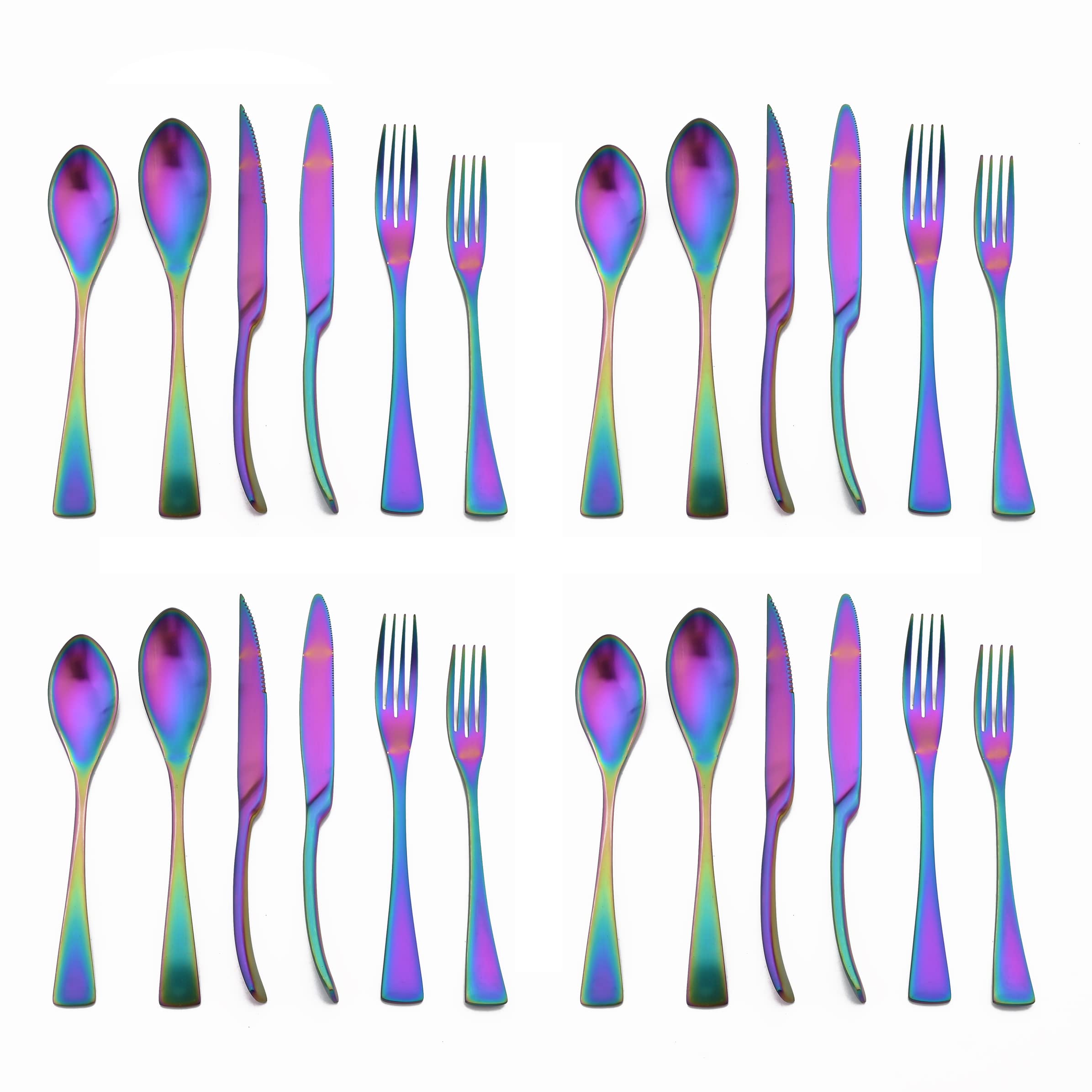 Premium 18/10 Stainless Steel Matte Rainbow Flatware Set - 24-Piece Cutlery with Knives, Forks & Spoons for 4 People | Elegant Dining Utensils for Restaurants, Weddings & Special Occasions