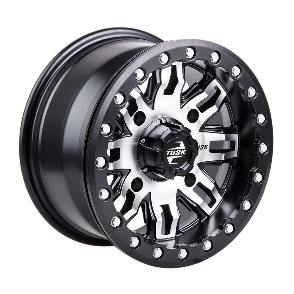 15x7 Tusk Teton Beadlock Wheel 5.0+2.0 Machined Black for TRACKER SVX 1000 2020 - Off-Road Adventure