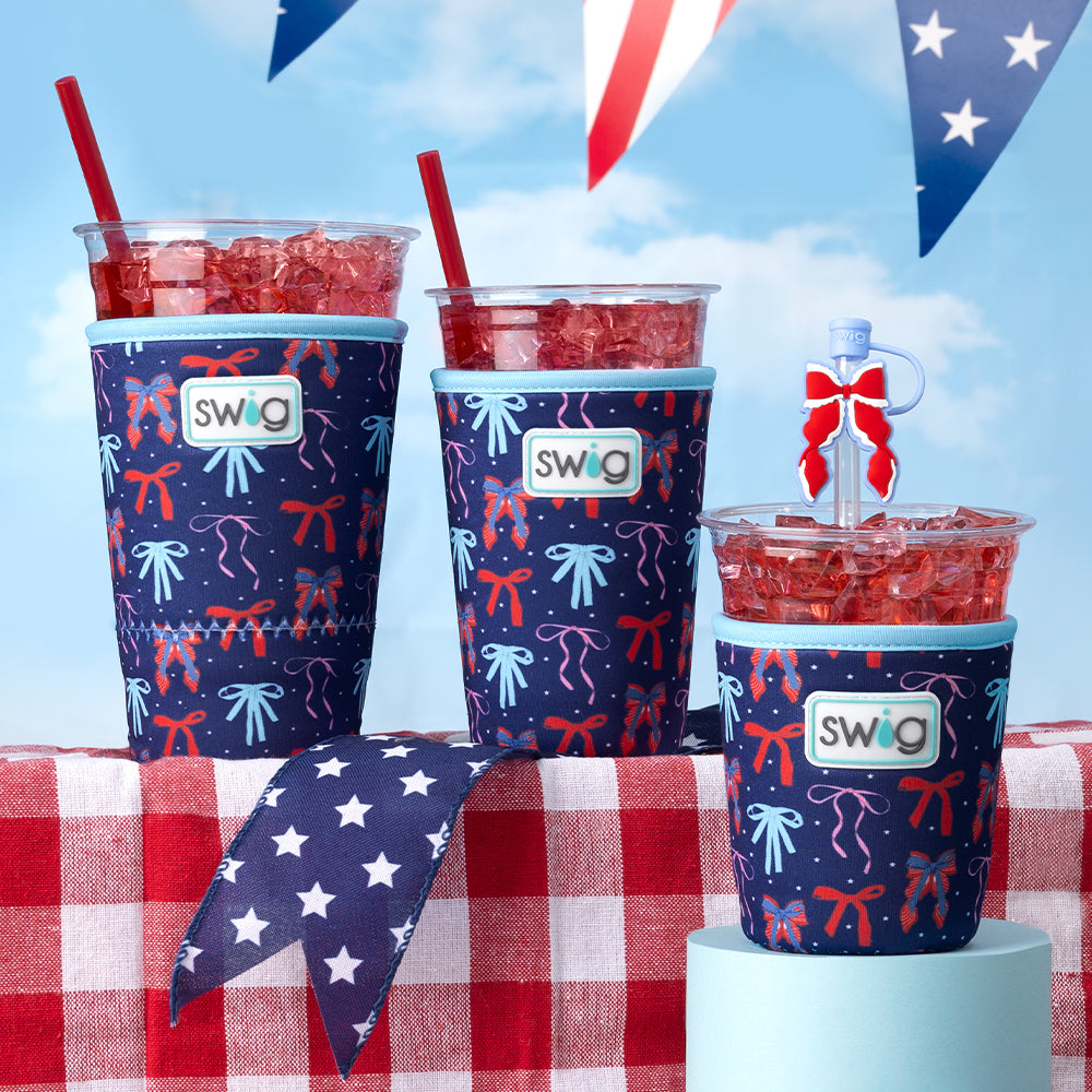 Miss Independence Large Iced Cup Coolie - Insulated Stainless Steel Tumbler with Lid & Straw for Coffee, Tea & Cold Drinks - Perfect for Beach, Pool Parties & Outdoor Adventures