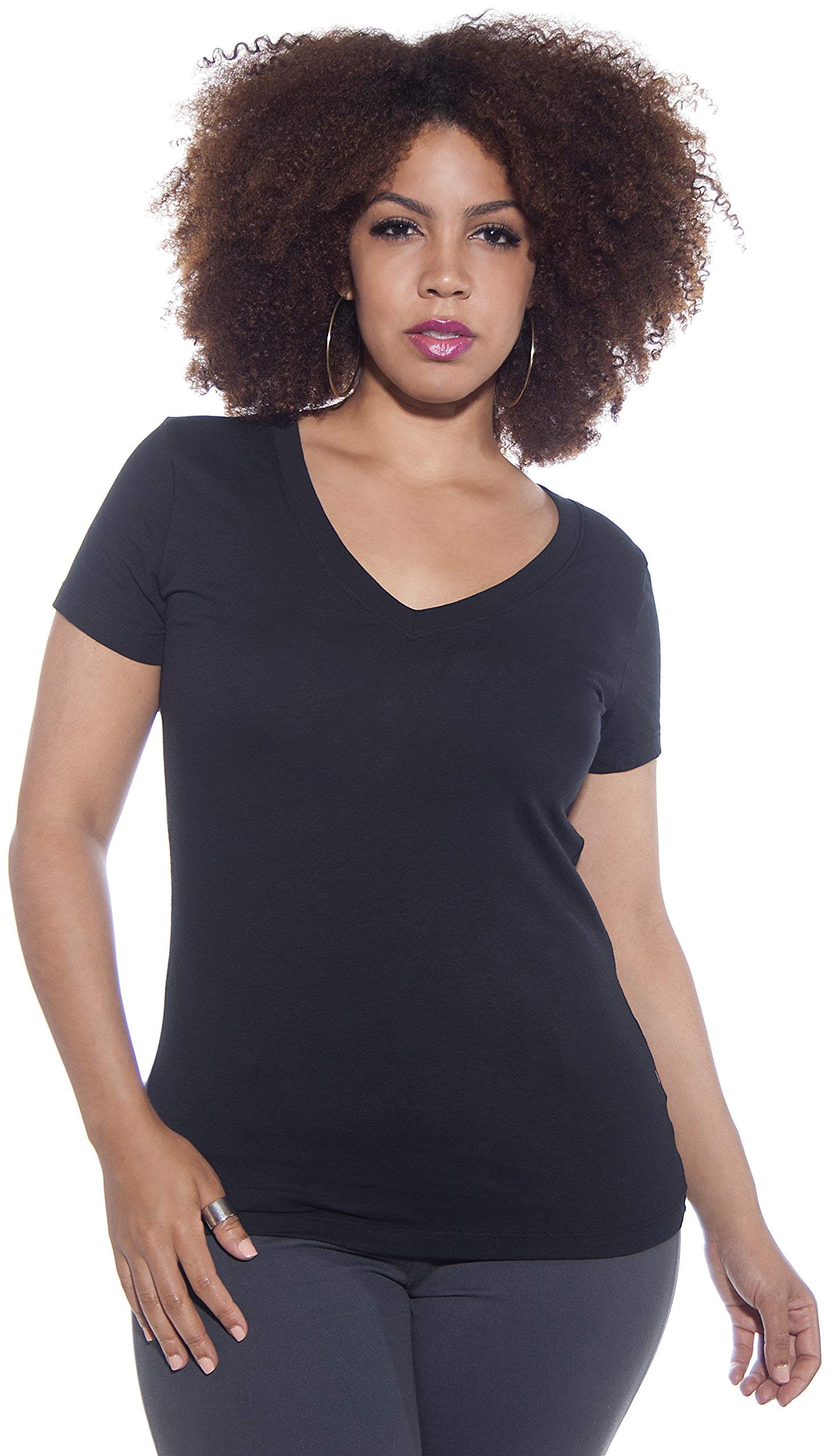 2 Pack Zenana Women's Basic V-Neck T-Shirts - Soft Cotton Casual Tees for Everyday Wear, Lounge & Layering | Perfect for Work, Weekend & Travel Outfits