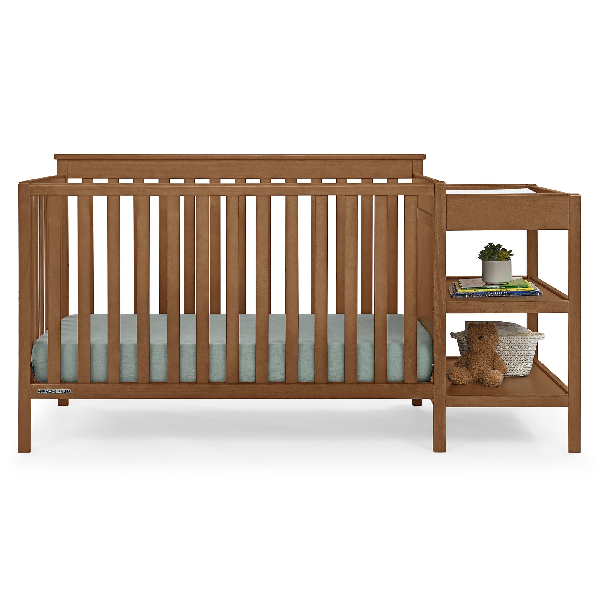 Ellie 5-in-1 Convertible Baby Crib with Changer - Nursery Furniture for Newborn to Toddler | Perfect for Small Spaces & Modern Nurseries