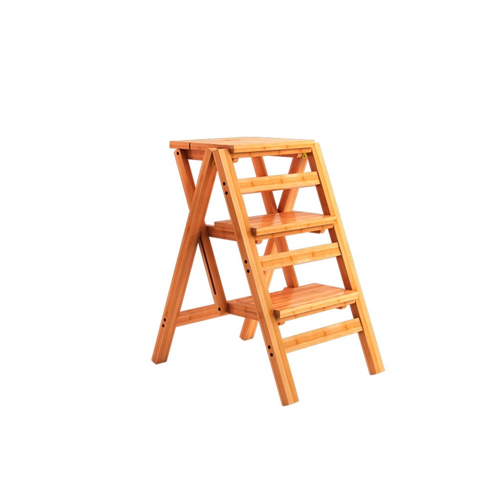 Solid Wood 3-Step Ladder - Multifunctional Storage Shelf & Flower Stand for Home, Office, Kids Room - Natural Wooden Step Stool for Books, Plants & Decor - Perfect for Living Room, Study & Bookstore Organization