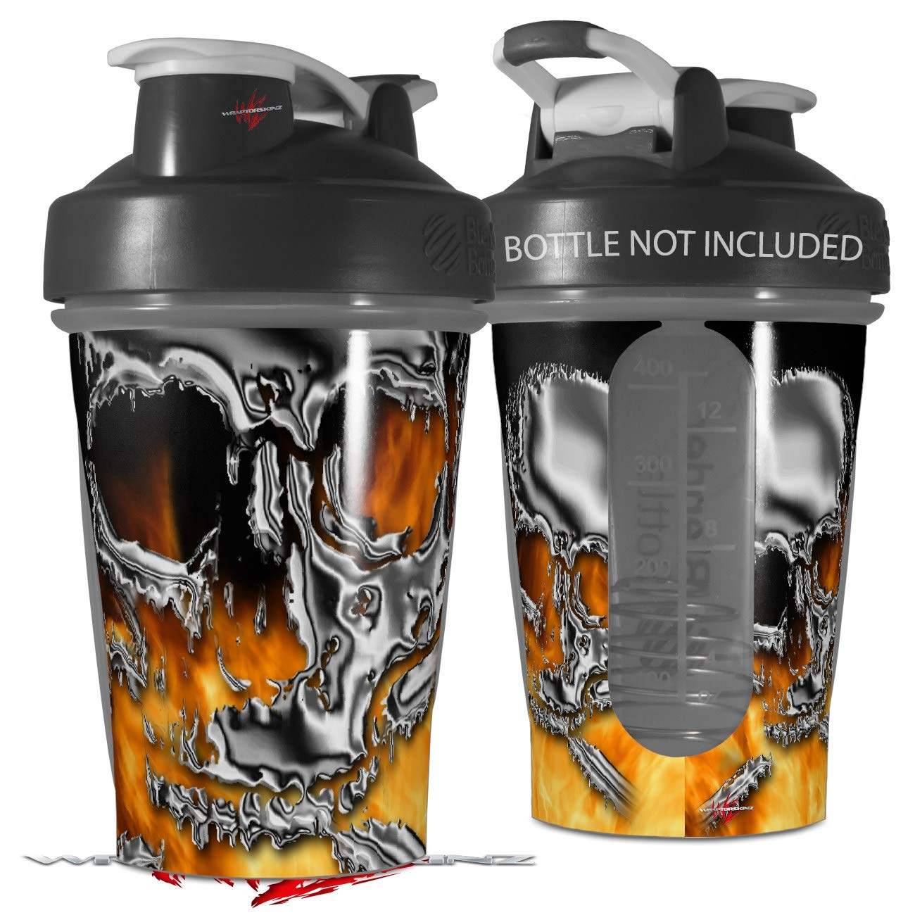 Blender Bottle 20oz Skull Fire Decal Wrap - for Gym & Sports (Bottle Excluded)