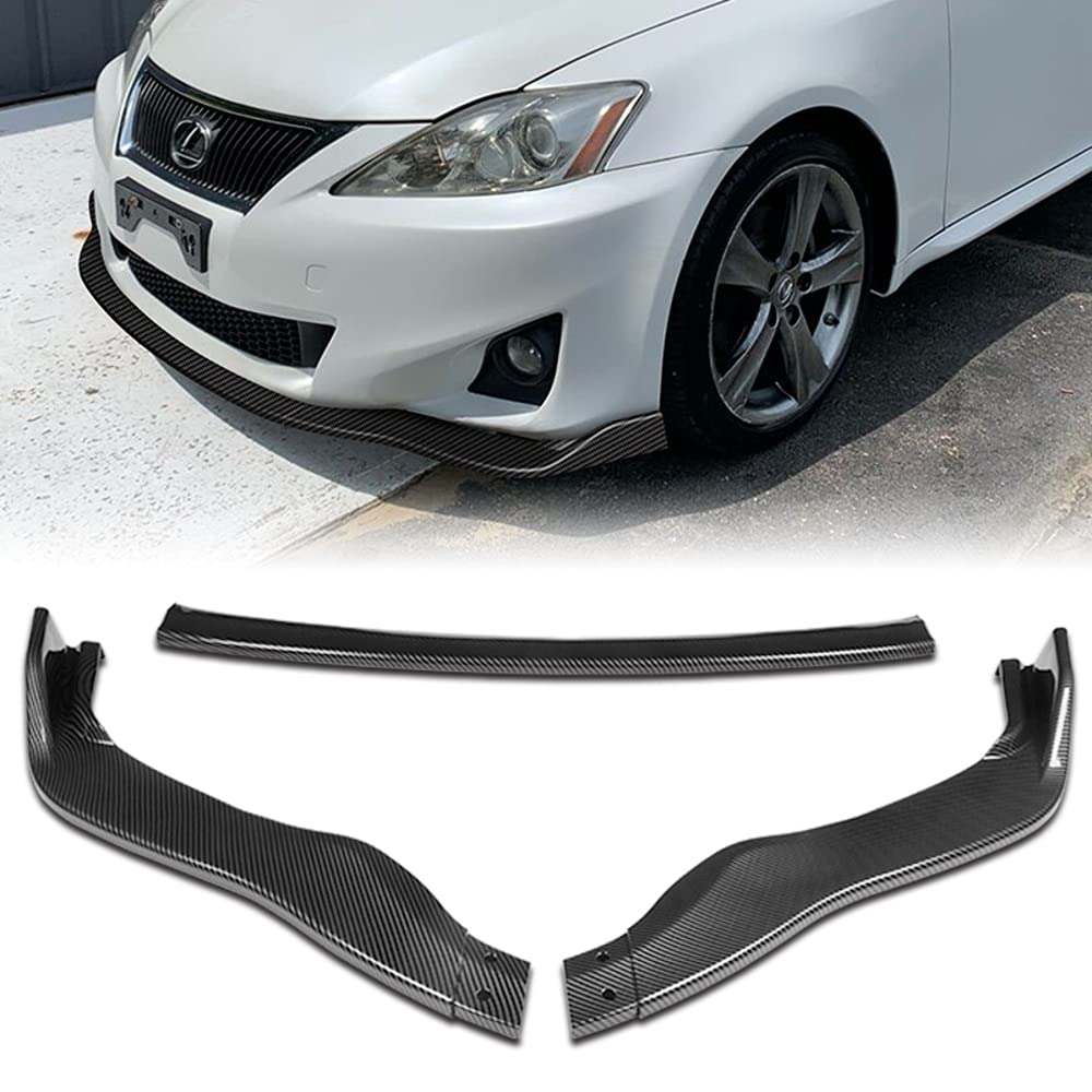 Q1-TECH 9-Piece Front Bumper Body Kit with Lip Spoiler & Side Skirt Extensions - Compatible with 2011-2013 Lexus IS250/IS350 - Carbon Fiber Style Diffuser Set - Perfect for Car Enthusiasts & Street Racing Upgrades - Enhances Aerodynamics & Sporty Appearance