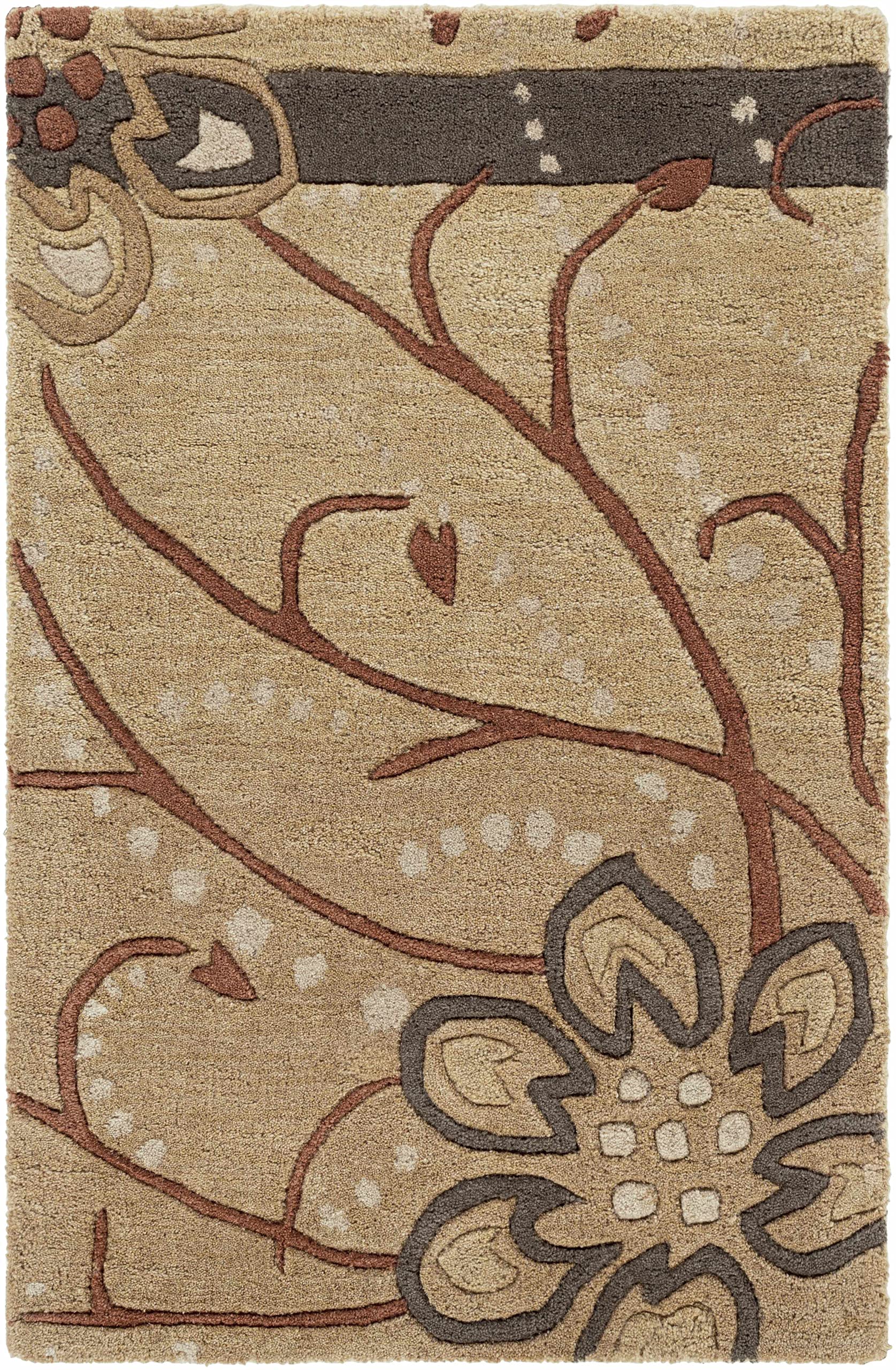 Premium Hauteloom Mazama Wool Area Rug 5' x 8' - Soft Transitional Brown & Beige Living Room Bedroom Rug - Cozy Home Decor for Family Rooms, Dorm Spaces & Office Settings