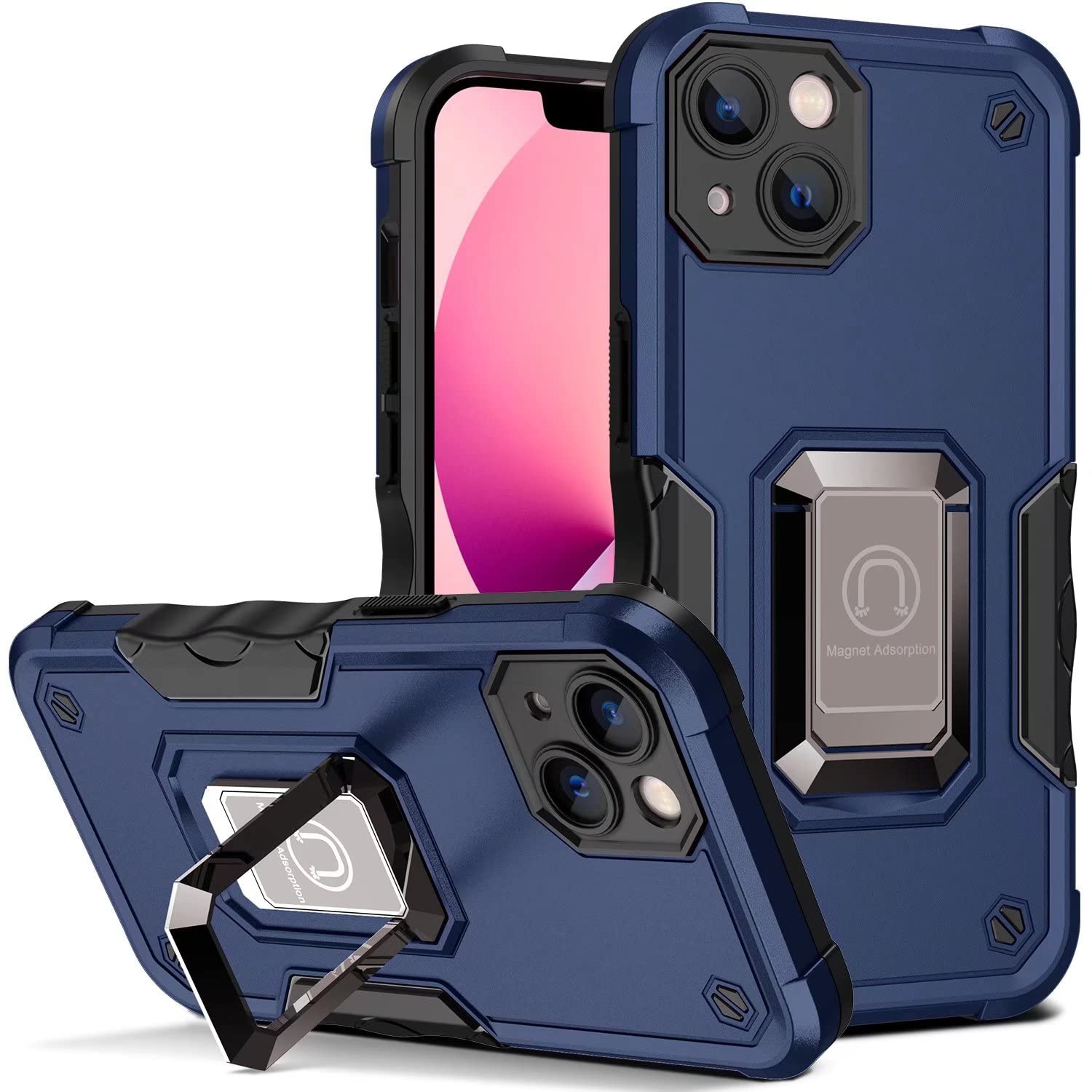 EASSGU Shockproof TPU Silicone Phone Case with Ring Stand for iPhone 13 Pro - 360° Full-Body Protection, Anti-Scratch & Anti-Drop - Perfect for Gym, Travel and Everyday Use