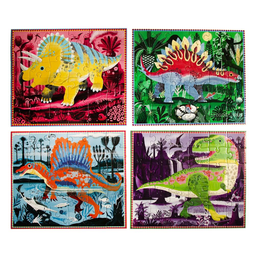 eeBoo Dinosaurs Ready to Learn 36-Piece 4 Puzzle Set - Glow in The Dark Educational Puzzles for Kids | Perfect for Bedtime, Playtime & Learning Activities
