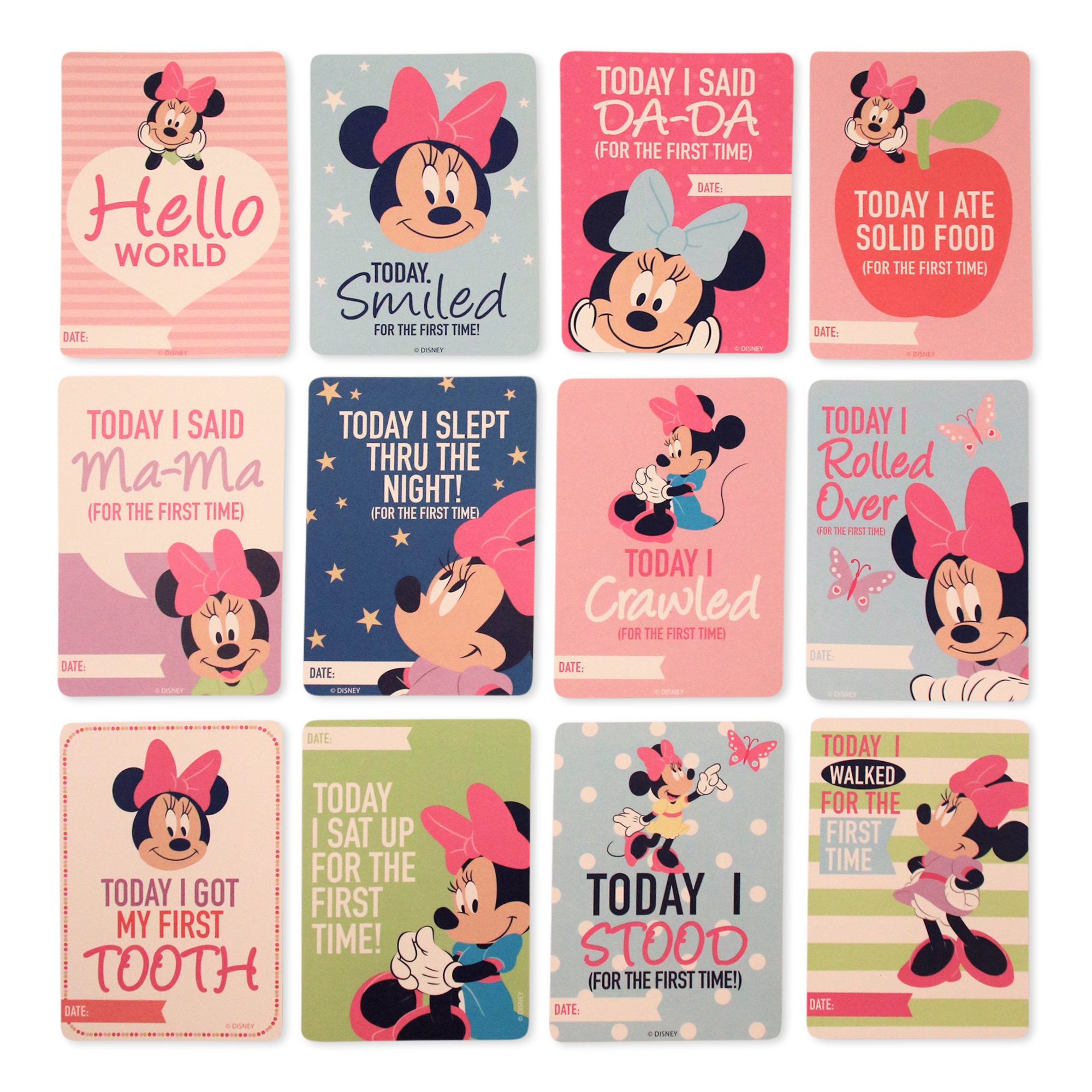 Disney Baby Girls Minnie Mouse Milestone Cards Gift Set - Newborn Photo Props, First Year Keepsake, Baby Shower Present for Girls - Perfect for Birth Announcements, Monthly Milestones, and 1st Birthday Celebrations