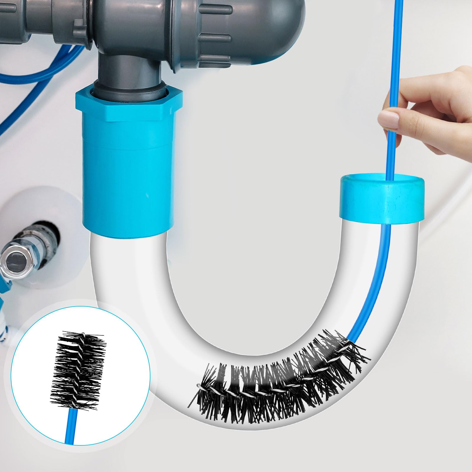 4pcs Flexible Drain Brush for Condensate Traps - 16 Inch Nylon Pipe Cleaning Brush with Soft Bristles - HVAC System Maintenance Tool for AC Units, Furnaces & Water Heaters