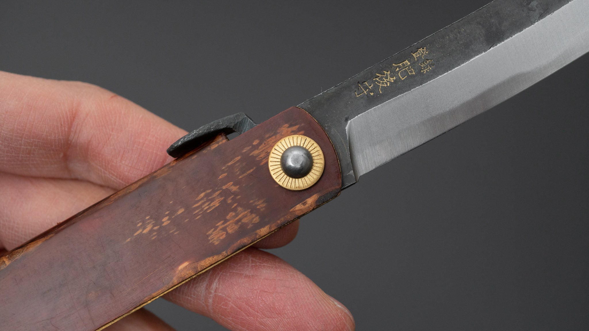 Higonokami Custom Folding Knife - Large Size with Sakura Skin Handle (#12) | Japanese Traditional Pocket Knife for Outdoor Camping, EDC & Collectors