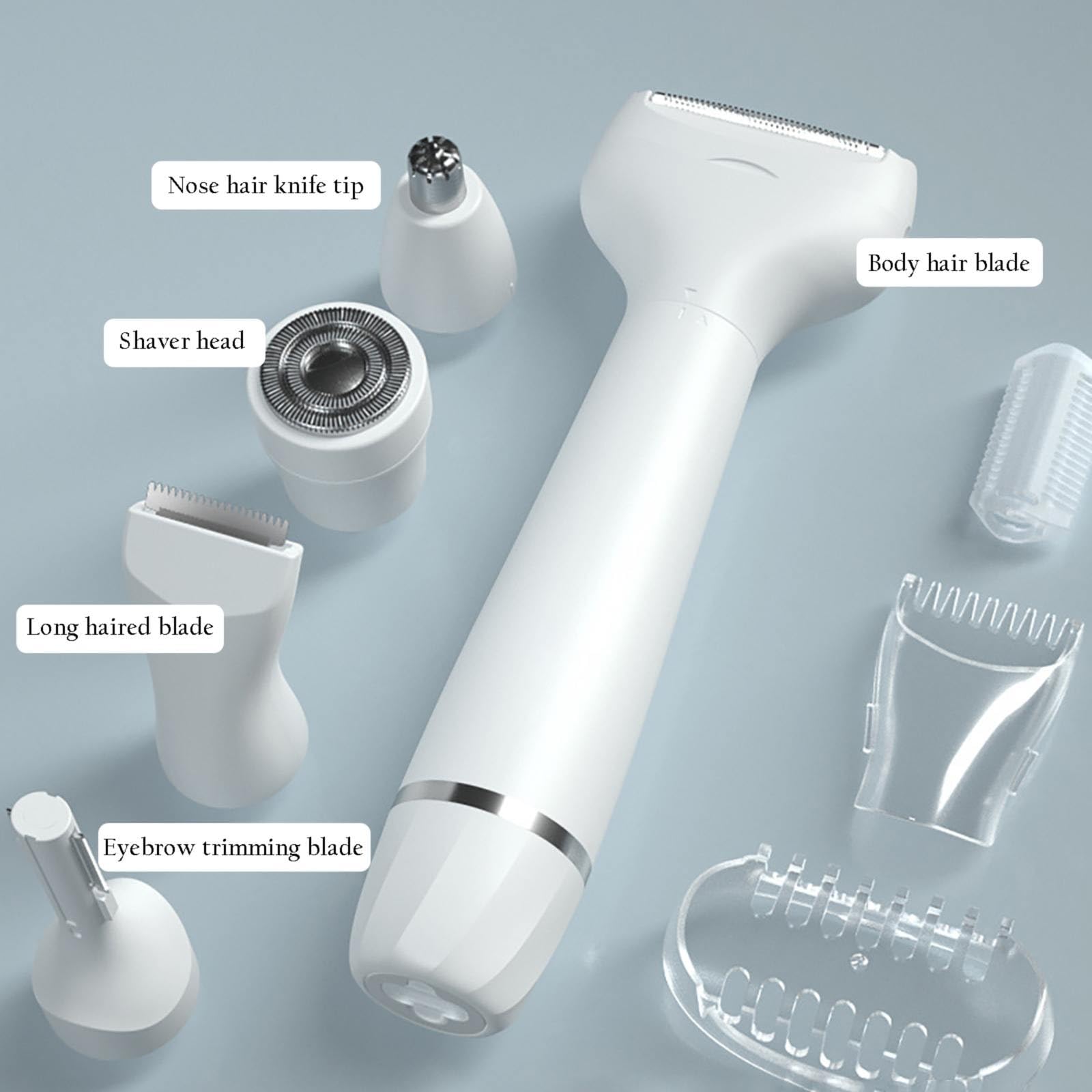 5-in-1 Electric Razor for Women - Painless Hair Removal for Face, Nose, Eyebrows, Armpits, Legs & Bikini Area | Purple Women's Shaver | Perfect for Travel, Gym & Daily Grooming Routine