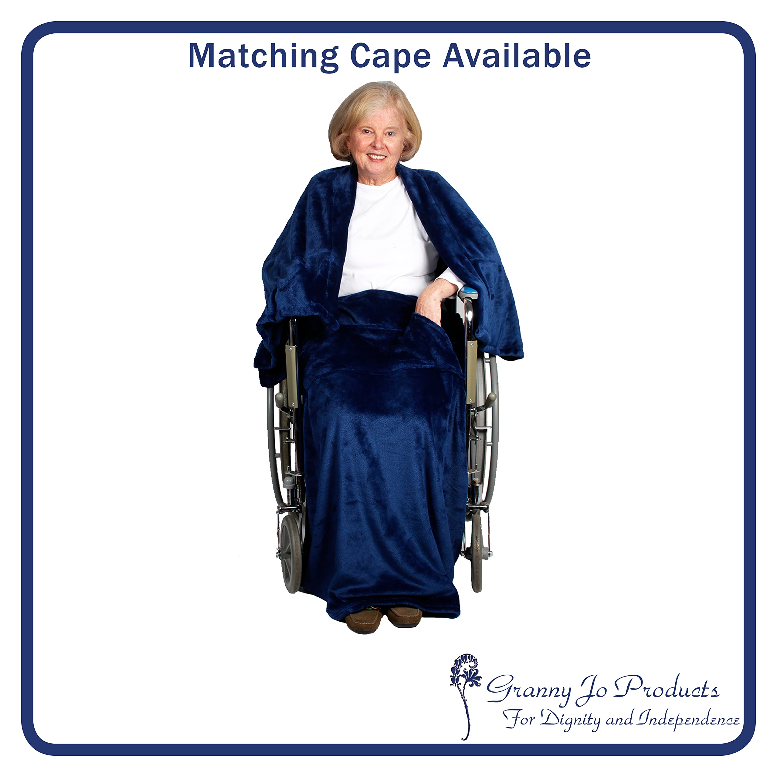 Granny Jo Lightweight Wheelchair Blanket - Soft & Warm Navy Blue Fleece Throw - Perfect for Seniors, Travel & Outdoor Use