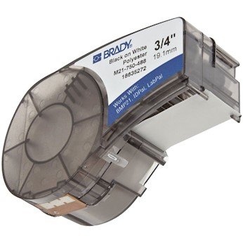Brady M21-750-488 BMP 21 Laboratory Label Printer Cartridge - 3/4 Inch Height, Durable Polyester Material, White Labels for Lab Equipment, Sample Tubes & Chemical Containers