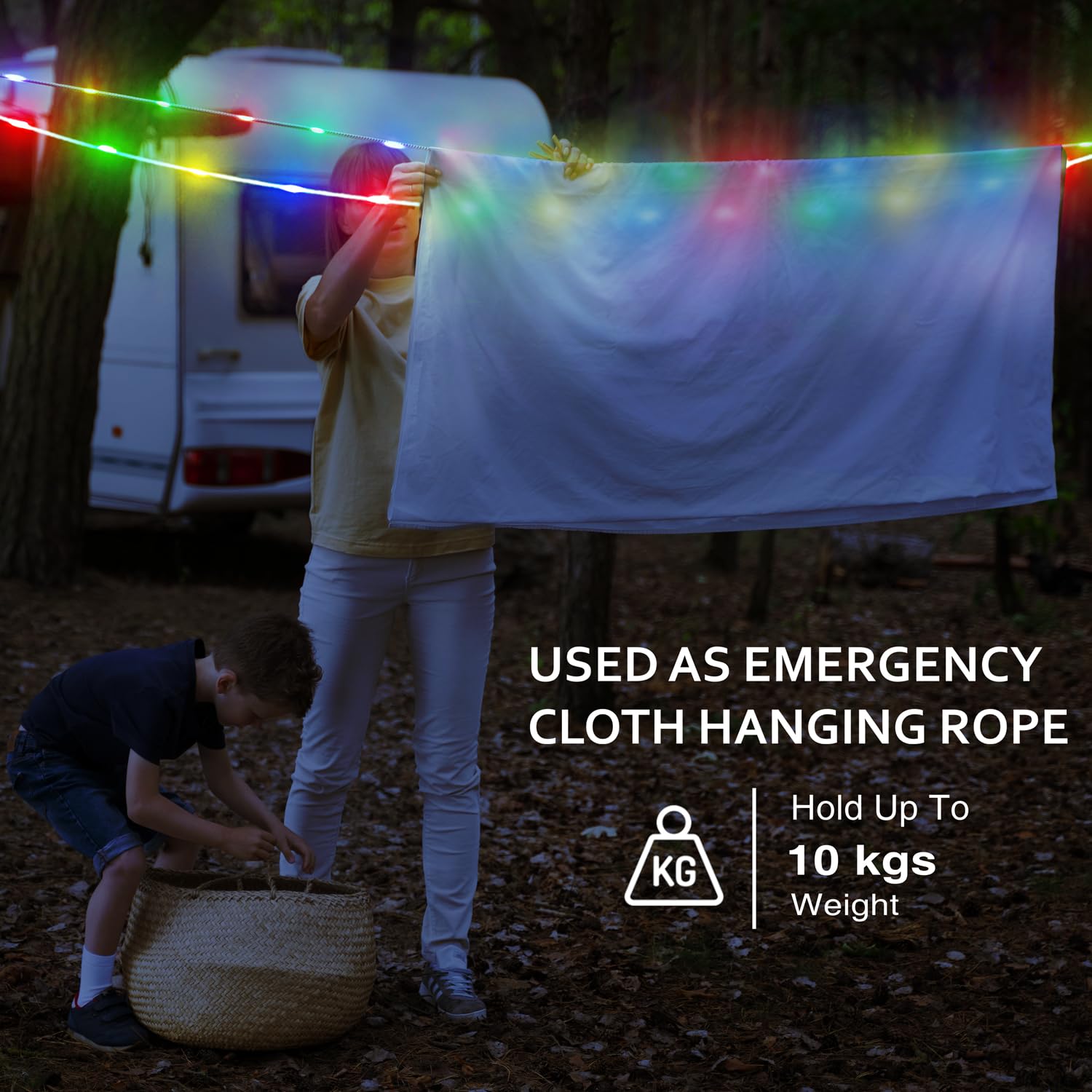 **24ft Waterproof USB/Battery Powered Camping Rope Lights with Hooks & Storage Bag - Outdoor String Lights for RV Awnings, Bicycle, Home Party, Garden, Patio - Perfect Camping Gifts for Women & Men**    *(Use Scenes: Illuminate your camping tent, RV awning, backyard patio, garden parties, bicycle rides, or holiday decorations with these versatile waterproof rope lights.)*
