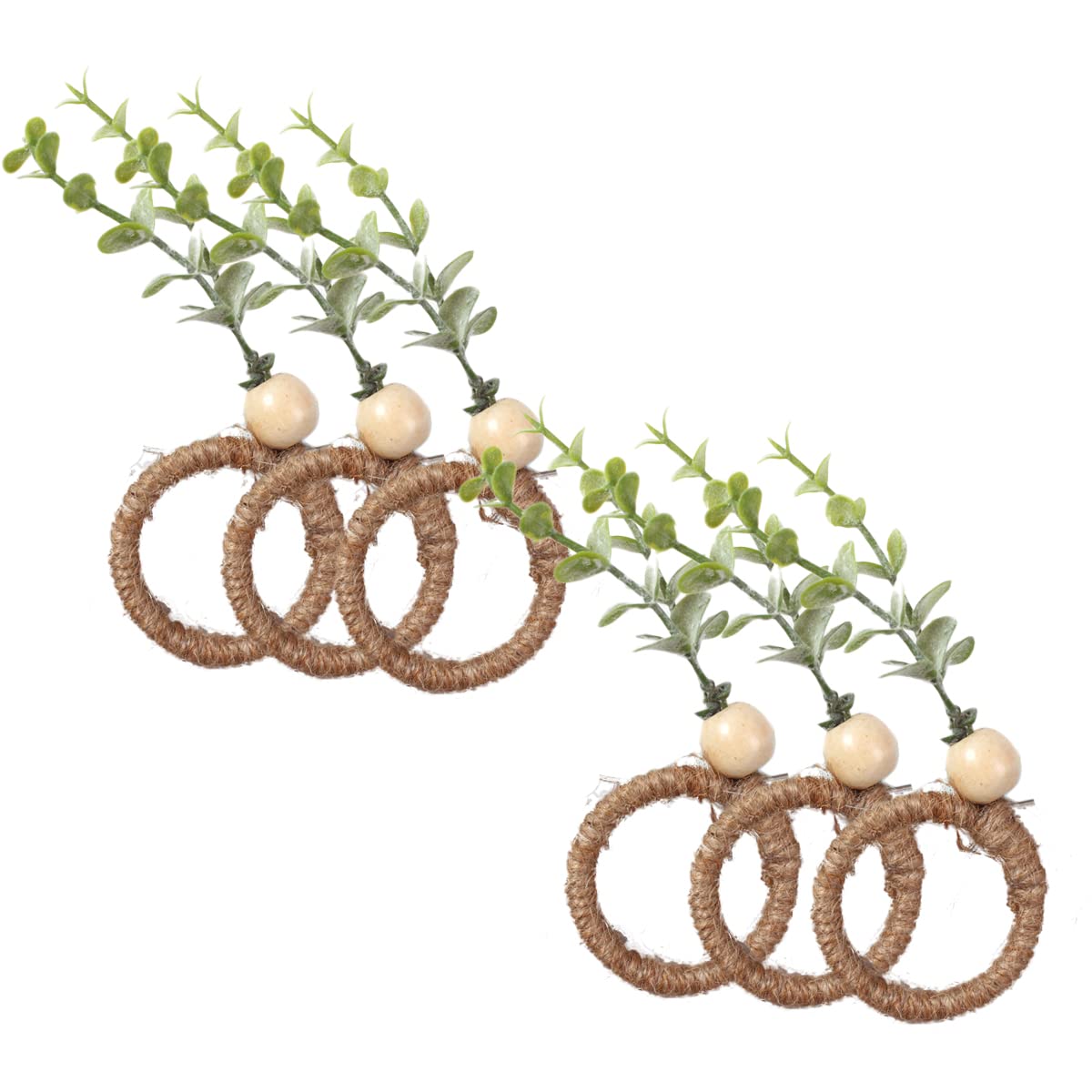 6 Pack Floral Napkin Rings Set - Rose Vine Design Napkin Holders for Spring Table Decor, Wedding, Party, and Home Dining Accessories - Aquatic Plants Theme