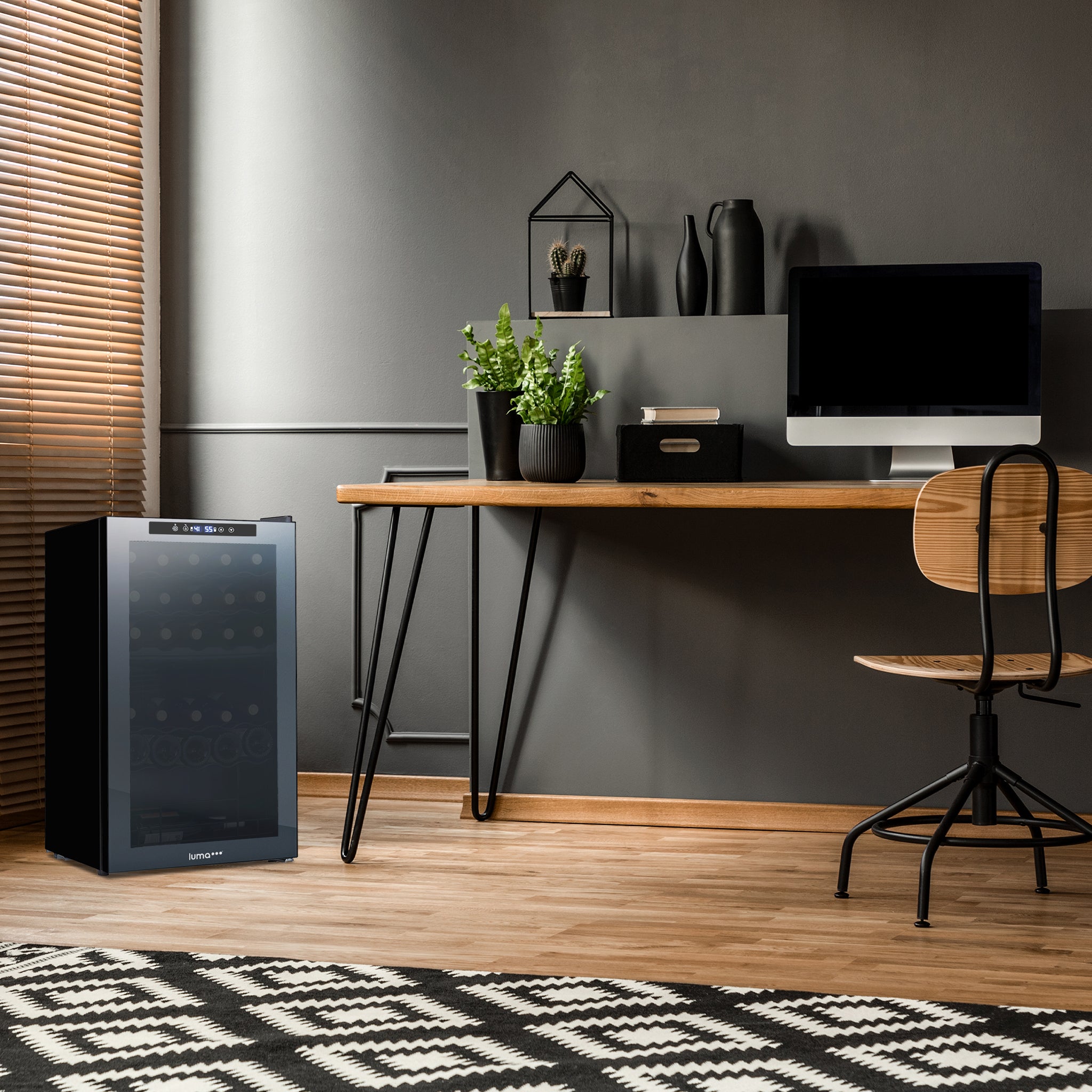 Luma® 33 Bottle 19.5 Inch Black Freestanding Wine Cooler Refrigerator - Perfect for Home Bars, Restaurants, and Wine Cellars