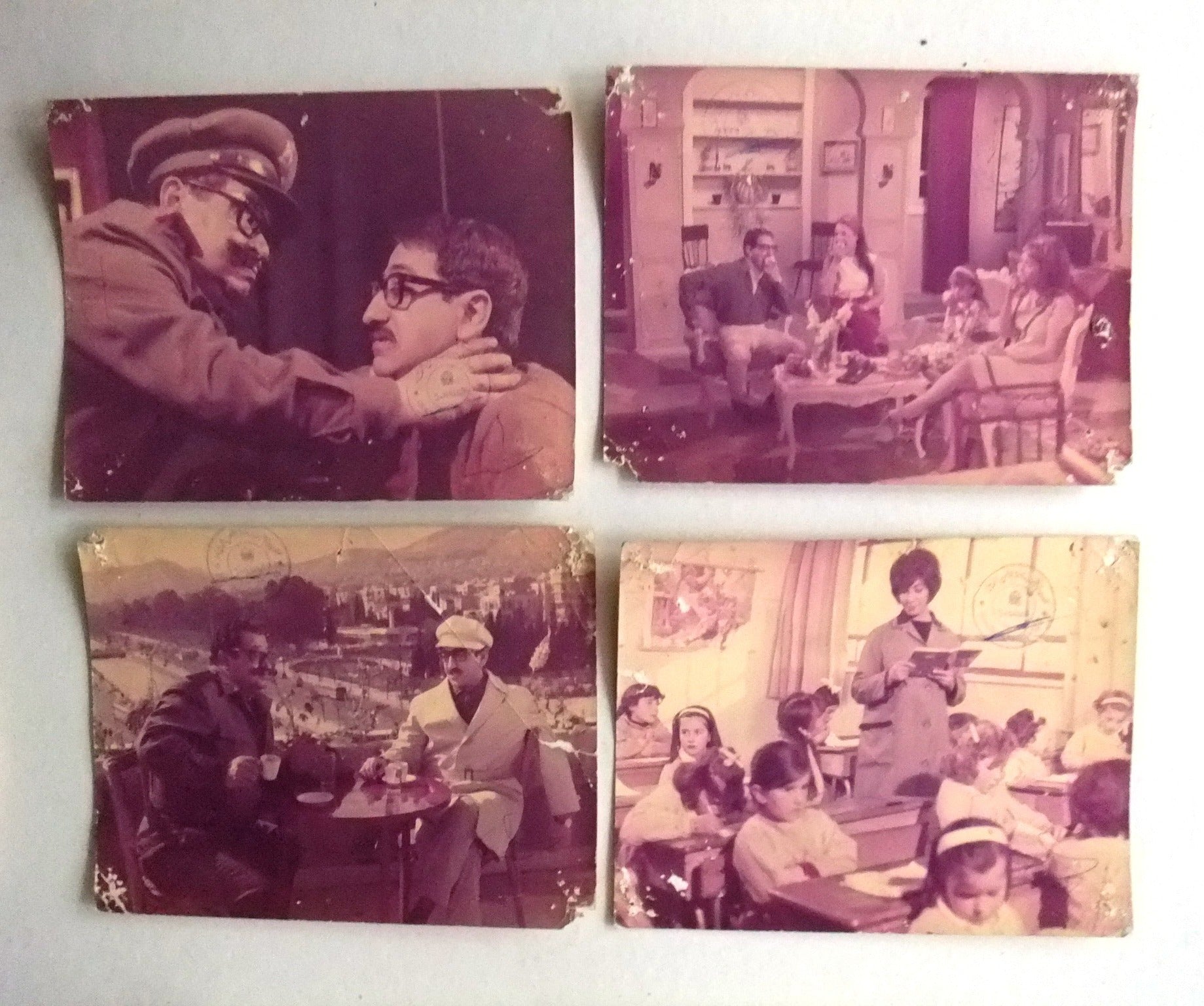 Vintage 1970s Syrian Arabic Movie Photo Set of 4 - Classic Film Still from 'When Wives Are Absent' Starring Dored Laham - Perfect for Middle Eastern Cinema Collectors & Home Theater Decor