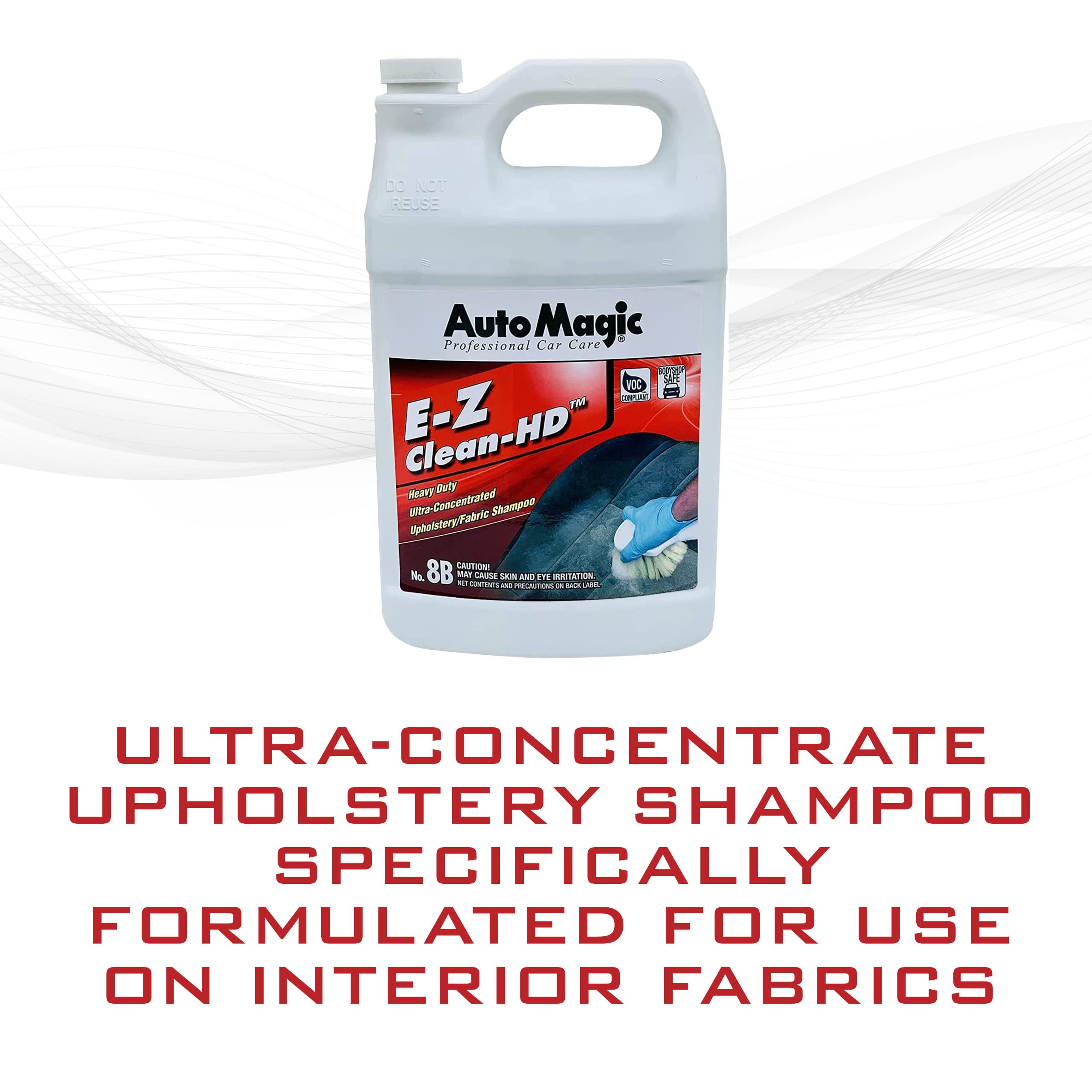 Auto Magic E-Z Clean HD Heavy-Duty Upholstery Shampoo - 128 Fl Oz Carpet Cleaner for Carpets, Vinyl, Leather & Fabric - Deep Cleaning Solution for Home, Car & Office Use