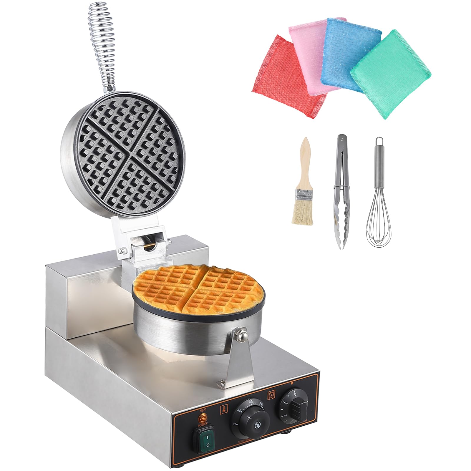 Litake 1200W Commercial Waffle Cone Maker - Stainless Steel Electric Ice Cream Cone Machine with 8.3” Non-Stick Baking Plate, Adjustable Temperature & Timer - Perfect for Restaurants, Cafes, Ice Cream Shops & Home Bakeries