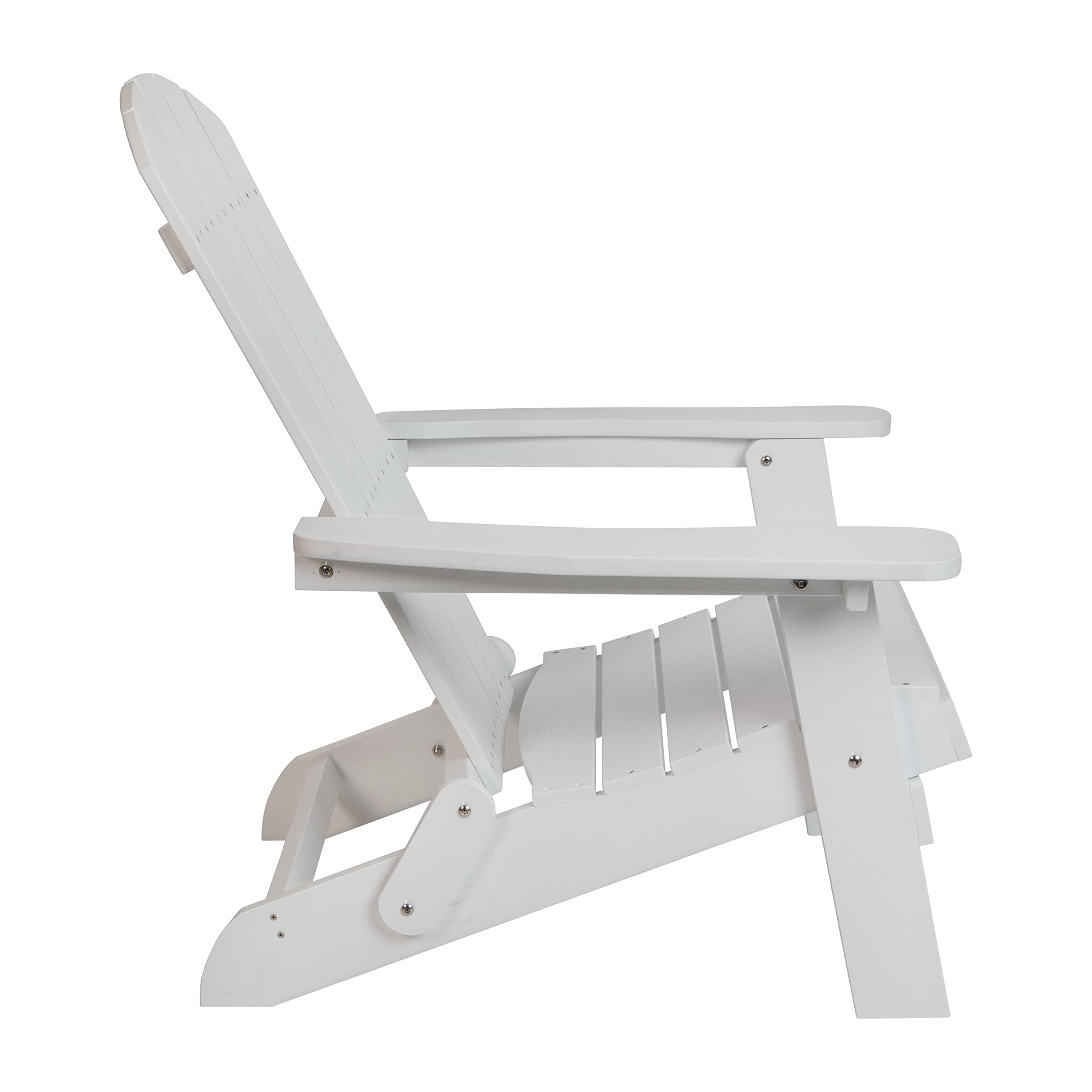 EMMA + OLIVER White All-Weather Poly Resin Folding Adirondack Chair - Outdoor Patio Furniture for Garden, Poolside & Backyard Relaxation