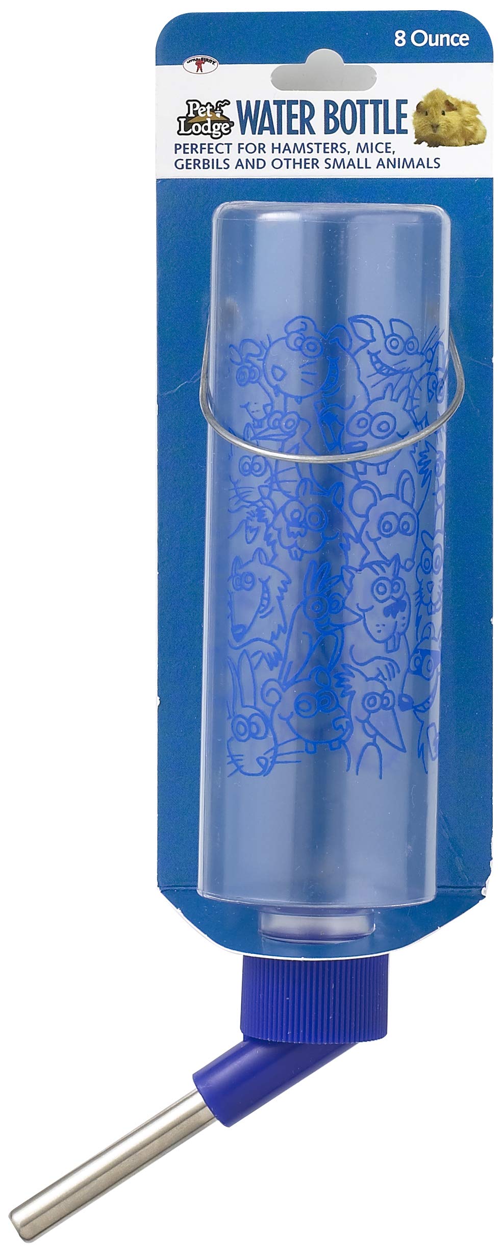 Pet Lodge® No Leak Small Animal Water Bottle - 8oz Clear Plastic Cage Water Dispenser with Stainless Steel Ballpoint Tube | Perfect for Hamsters, Guinea Pigs & Rabbits Cages