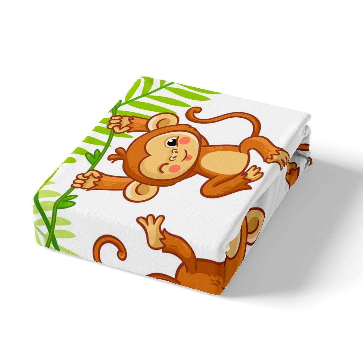 Kids Monkey Themed Bedding Set - Cartoon Monkey & Banana Print Duvet Cover for Boys & Girls - Wild Animal Pattern Twin Size Comforter Set (2Pcs) - Perfect for Jungle Themed Bedrooms & Wildlife Lovers