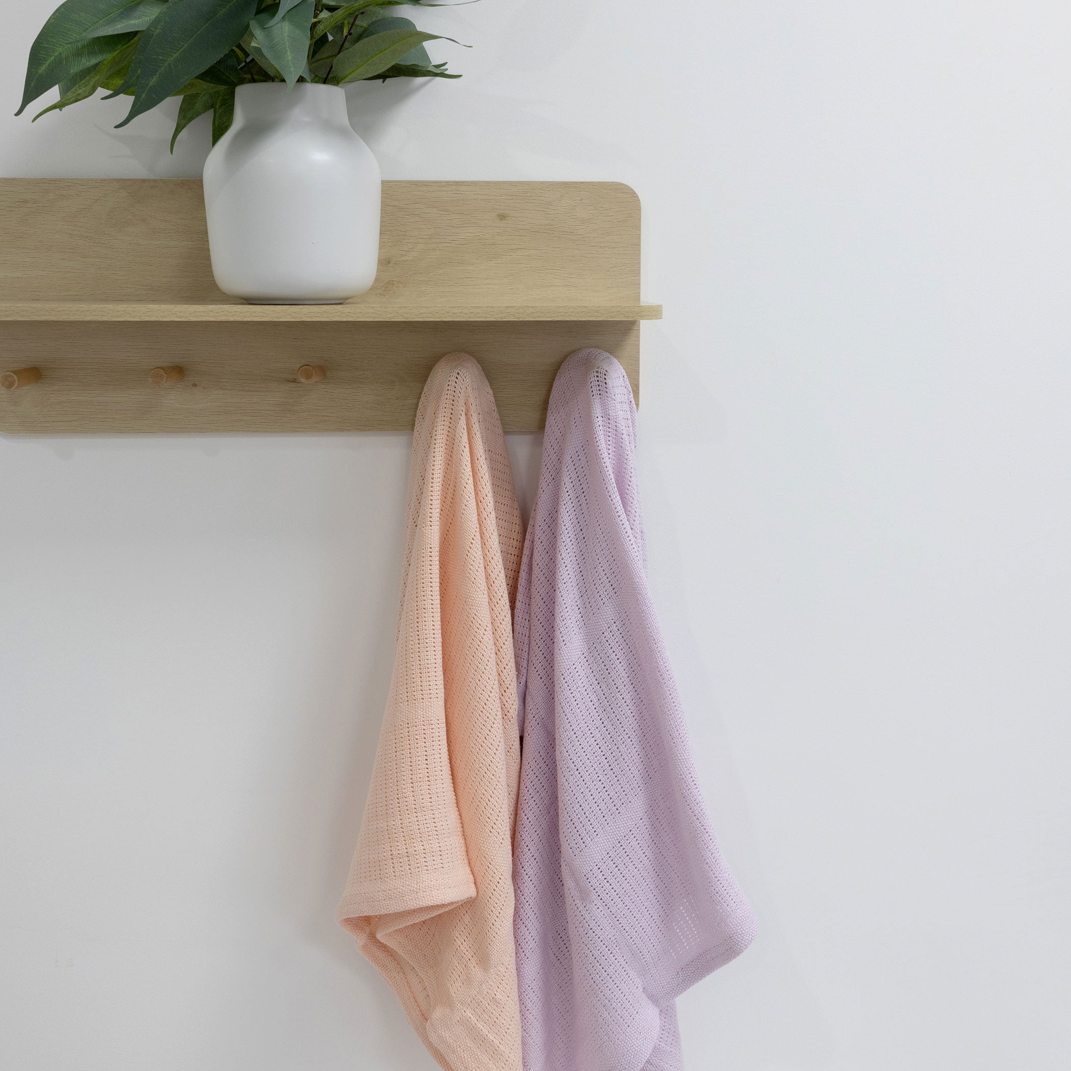 Nordic 2-Pack Cellular Blanket for Baby - Breathable Peach & Lilac Baby Blankets for Nursery, Swaddling, Stroller & Car Seat - Soft Knit Cotton Baby Shower Gift