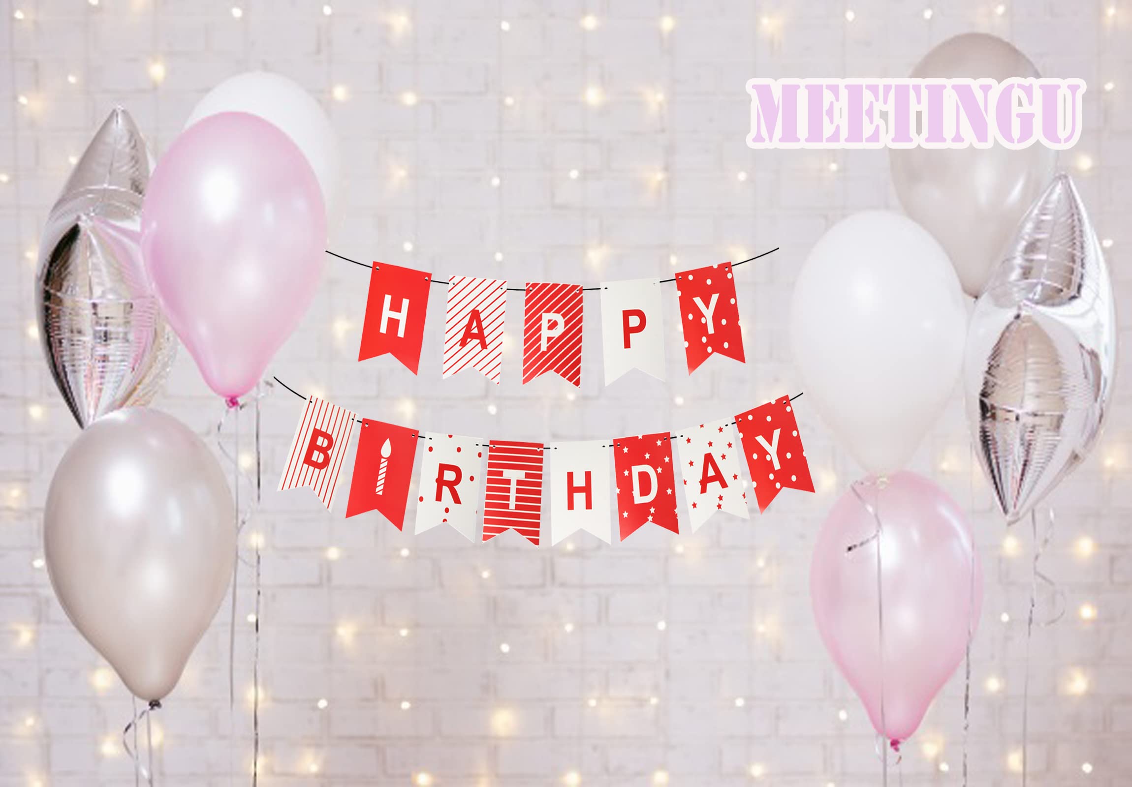 Red Happy Birthday Banner - Party Decoration Bunting for Birthday Celebrations, Home Decor & Festive Events