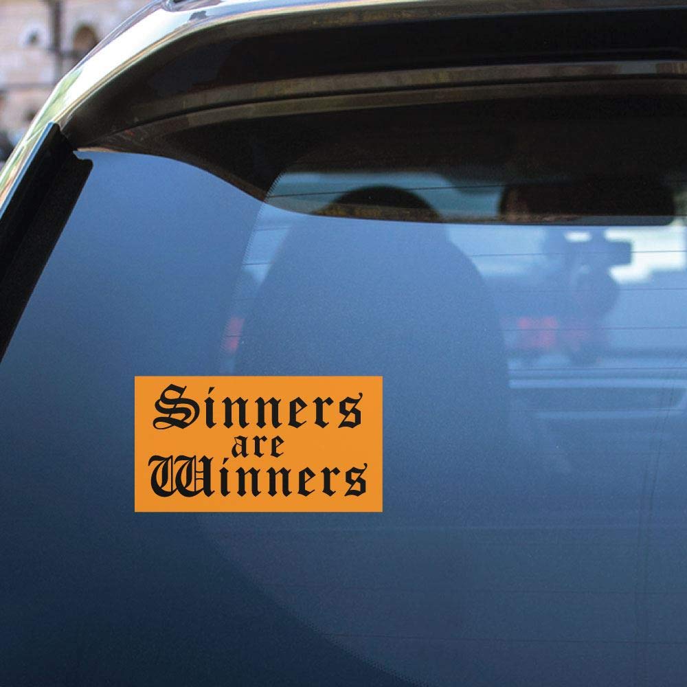 Edgy Sinners Are Winners Sticker Decal - Punk Rock Grunge Design for Laptop, Luggage, Car, Vinyl & Travel Accessories - Perfect for Music Lovers & Tattoo Enthusiasts