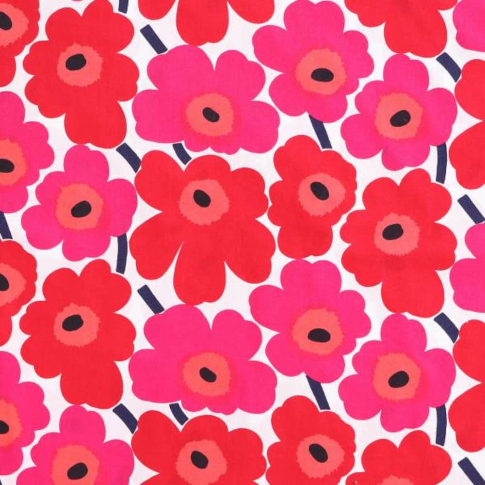 MARIMEKKO Queen Sheets - 100% Cotton Percale Bedding Set | Crisp & Cool Luxury Bed Linens | Unikko Floral Pattern | Perfect for Master Bedroom & Guest Room Decor