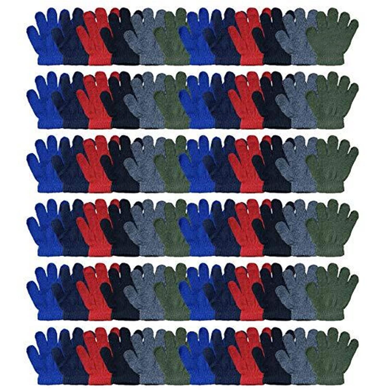Yacht & Smith Kids Winter Gloves & Mittens Bulk Pack - Striped Design for Boys & Girls Ages 3-8 - Perfect for Snow Play, Skiing & Cold Weather Activities
