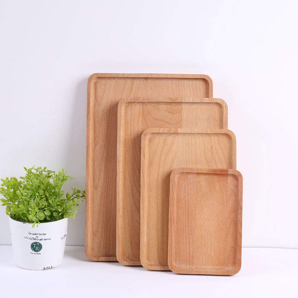 Hemoton Wooden Serving Tray - 1pc Natural Wood Food Tray for Dinner Plates, Cake & Dessert Display | Household Tableware Storage Plate | Perfect for Dining, Entertaining & Kitchen Organization