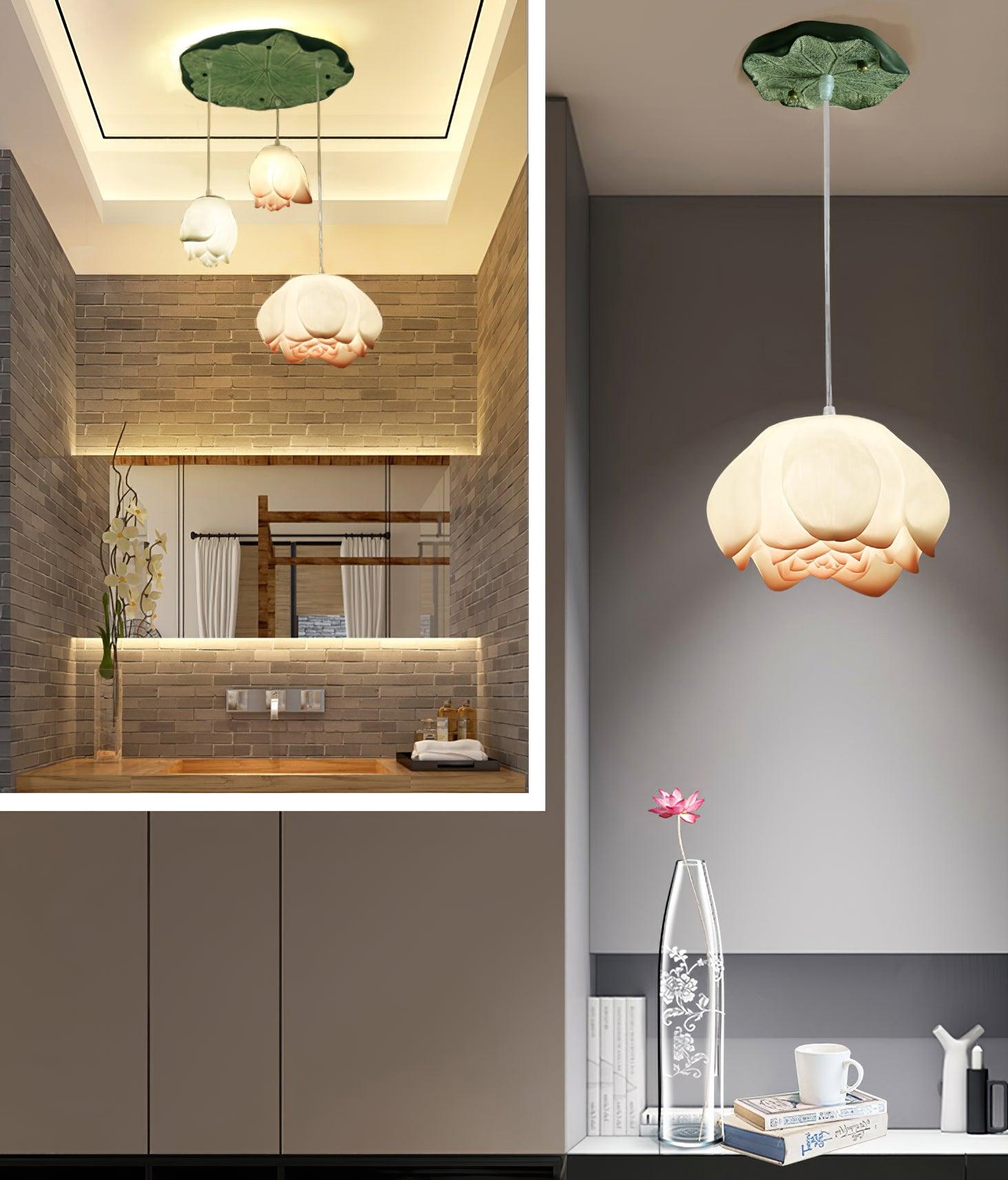 Elegant Lotus Flower Chandelier - Modern Crystal Ceiling Light Fixture for Living Room, Bedroom & Dining Room Decor