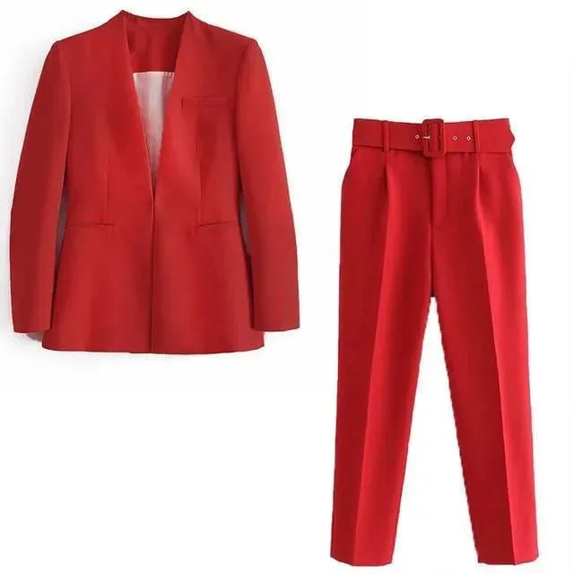 Empowering Women's Pantsuit - Professional Blazer & Pants Set for Office, Business Meetings & Career Success | Plus Size Options Available