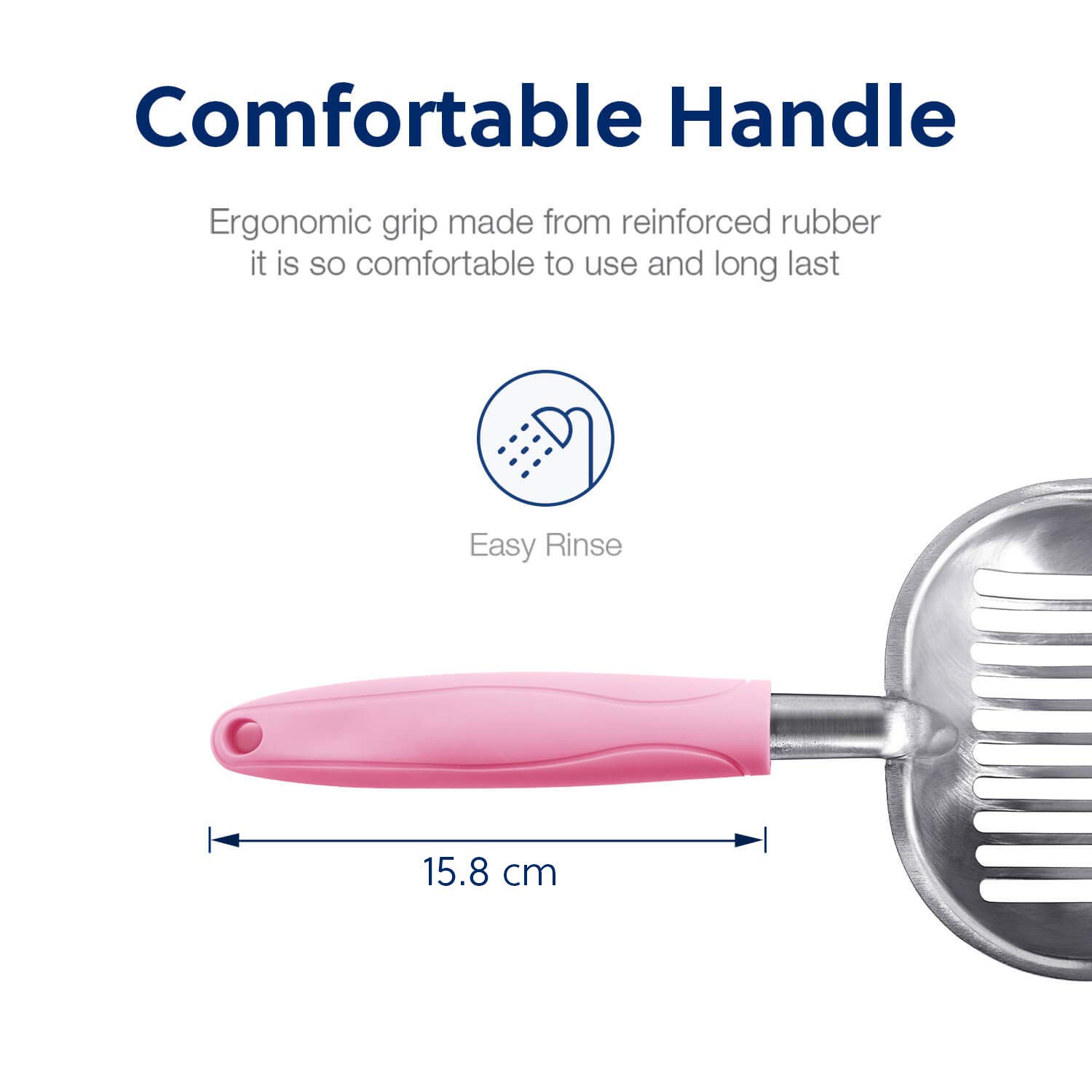 Premium WePet Aluminum Alloy Cat Litter Scoop - Durable Metal Kitty Litter Scooper with Long Handle & Deep Shovel for Easy Poop Sifting - Heavy Duty Litter Box Cleaner for Cats & Kittens - Perfect for Daily Pet Waste Cleaning & Odor Control