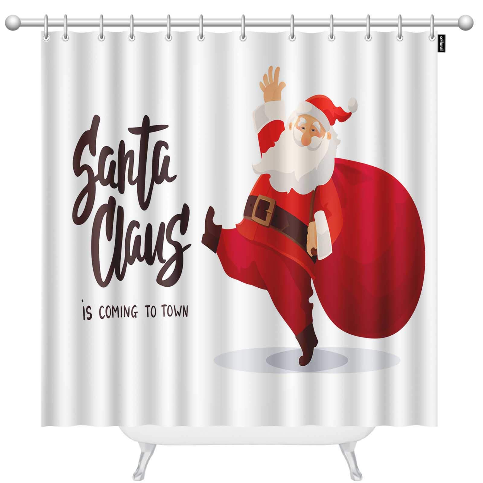 Funny Cartoon Santa Claus Shower Curtain 60x72 Inch - Christmas Themed Bathroom Decor with Hooks | Perfect for Holiday Bathroom Makeover, Festive Home Decor & Christmas Gift Idea