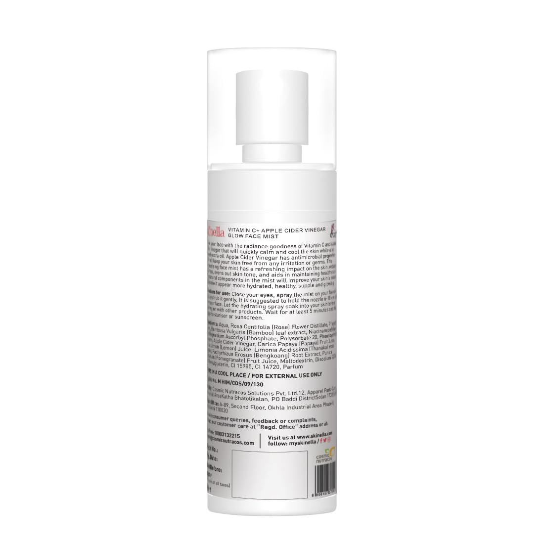 Skinella Vitamin C + Apple Cider Vinegar Glow Face Mist - 100ml | Hydrating Facial Spray for Brightening & Anti-Aging | Perfect for Daily Skincare Routine & On-the-Go Refreshment