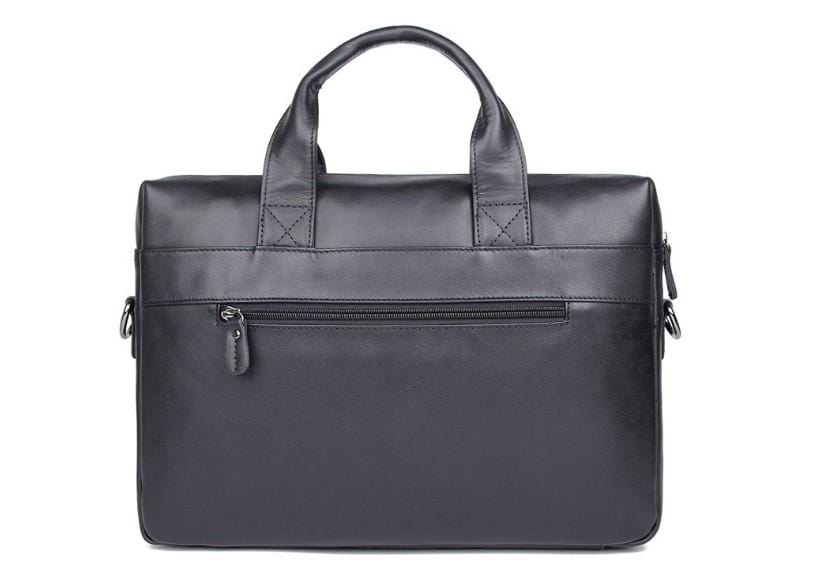 Stylish Black Leather Messenger Bag for Men - Durable Laptop Briefcase with Adjustable Strap - Perfect for Work, Travel & Business Commutes